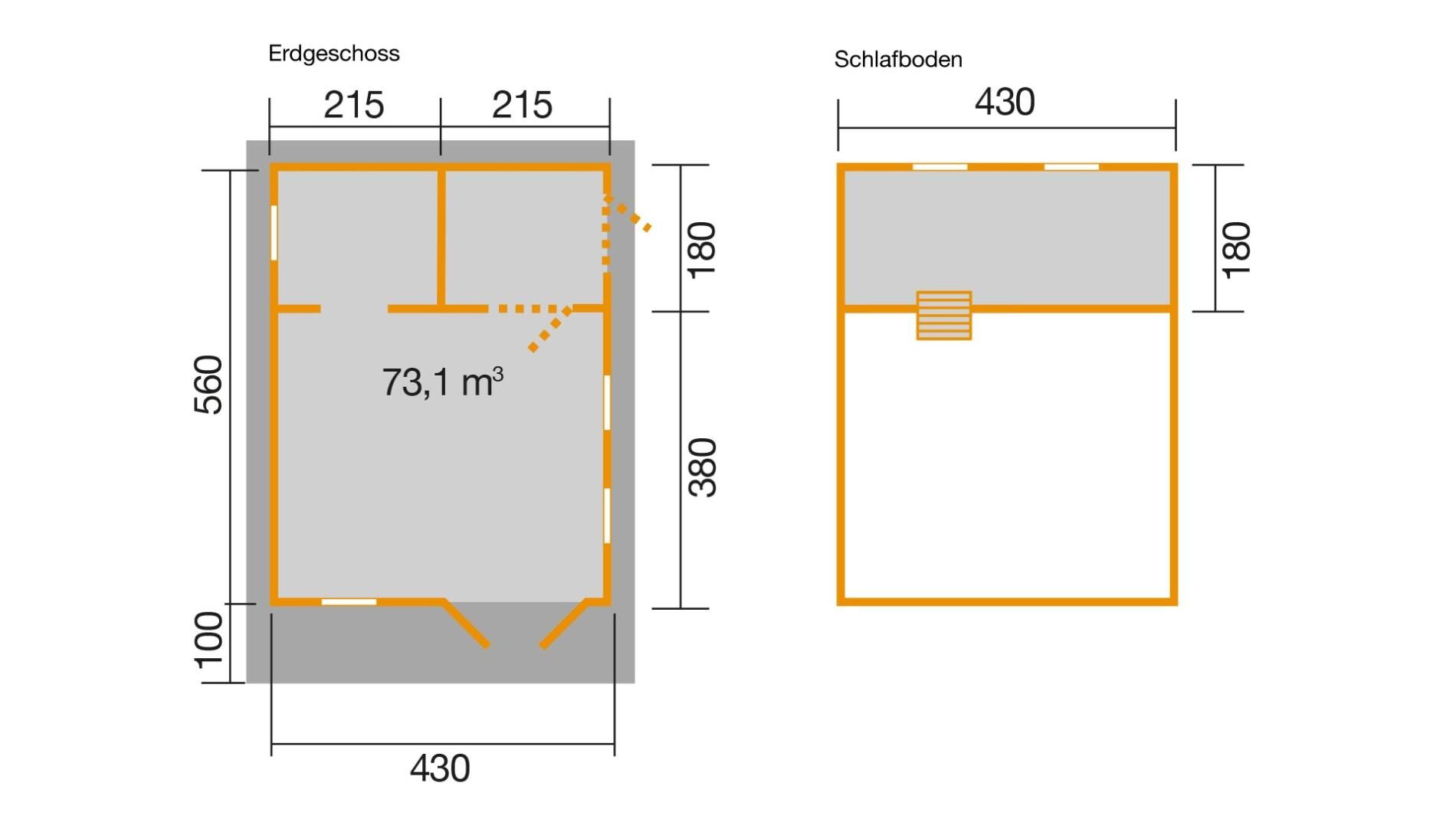 weka Weekendhaus 155 Gartenhaus 5,0x6,9m