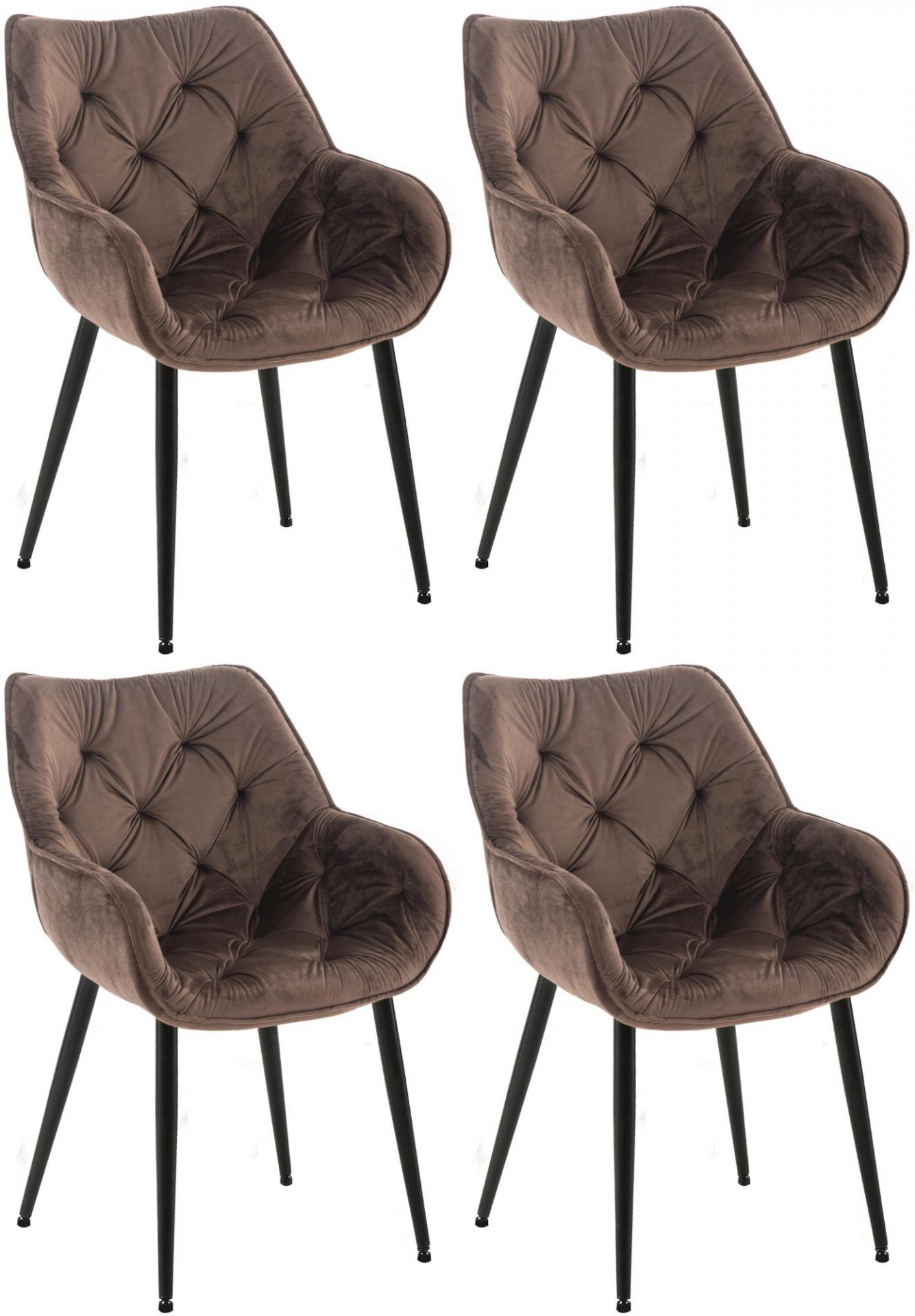 4er Set Stuhl Tanna Samt, braun