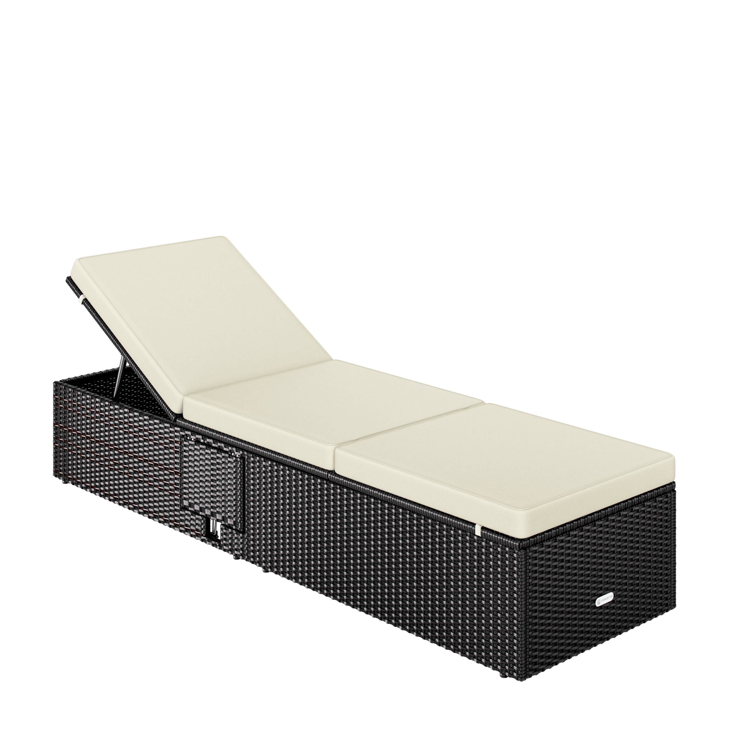 Polyrattan Gartenliege Schwarz/Creme 200x58x33cm