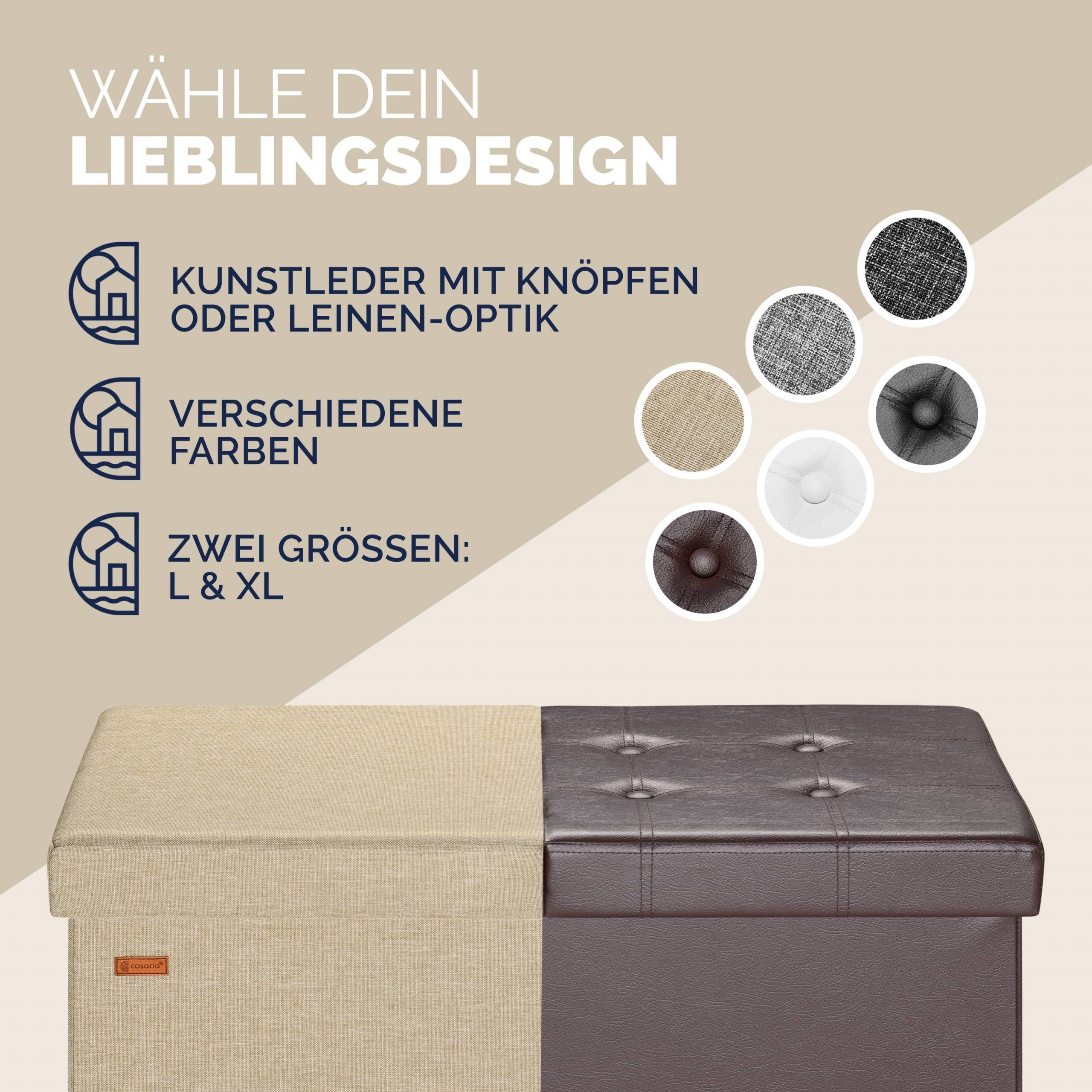 Sitzbank Beige 76x38x38cm mit Klappdeckel