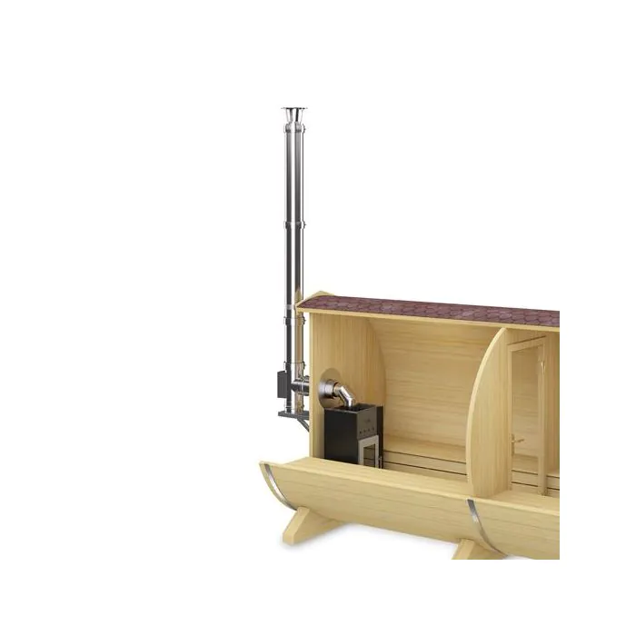 Holz Saunaofen Fintec Troll inkl. Schornsteinset "Wanddurchführung" BimSchV Stufe 2