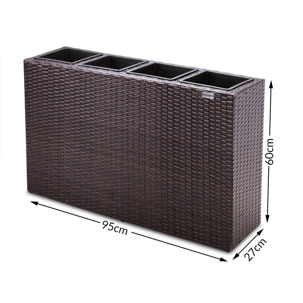Polyrattan Blumentopf Braun 95x27x60cm