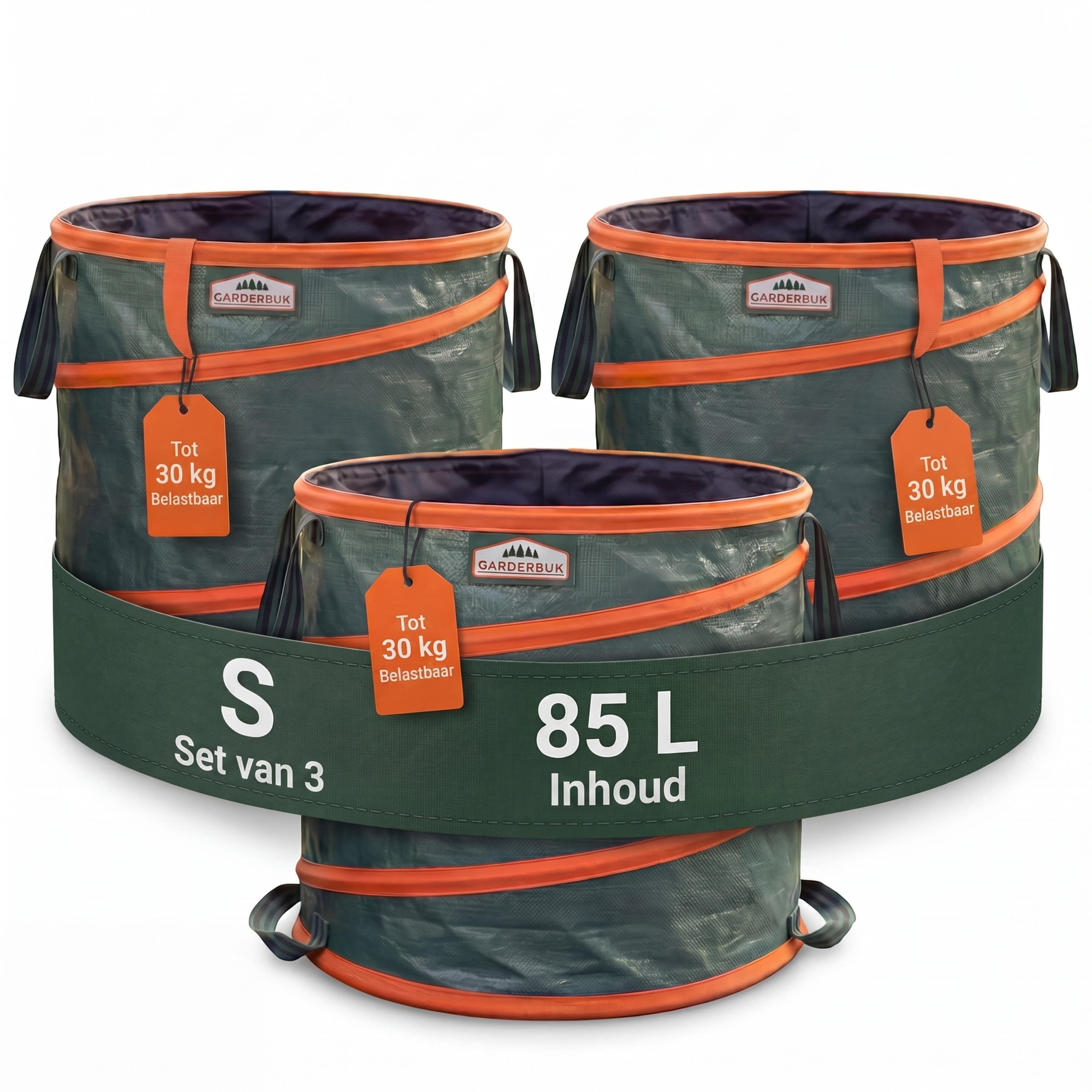 Popup Gartenabfallsack 3er-Set Grün je 85 Liter