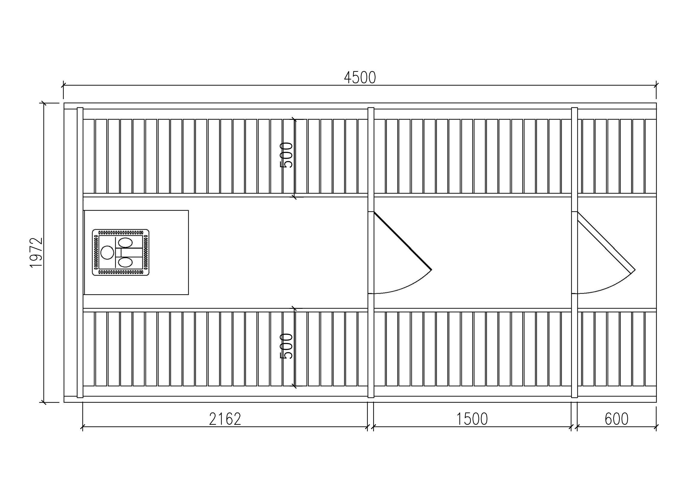 Grundriss Fass-Sauna Premium 480/197