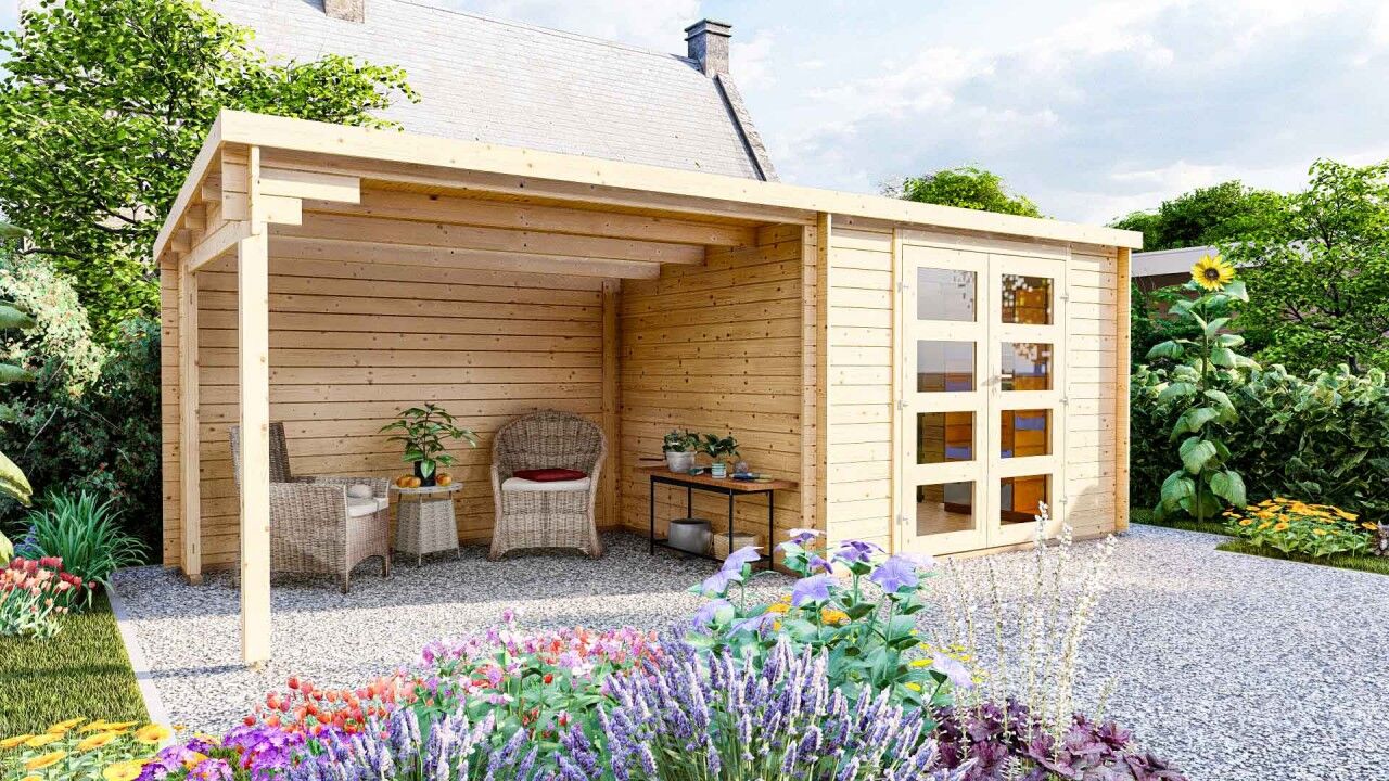 Gartenhaus Flachdach 6x2,4 Funny 4