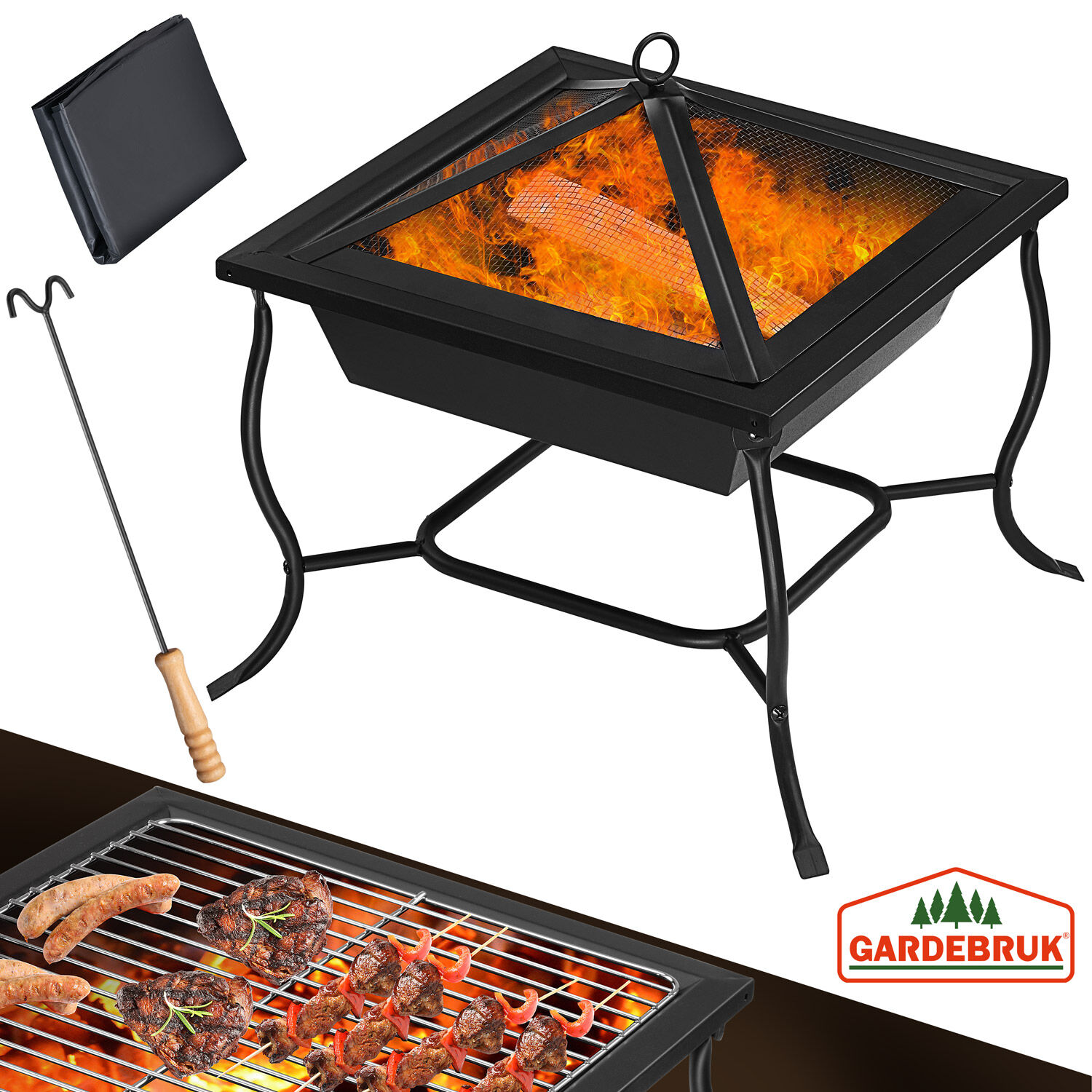 Feuerschale Stahl 45x45x31/45cm