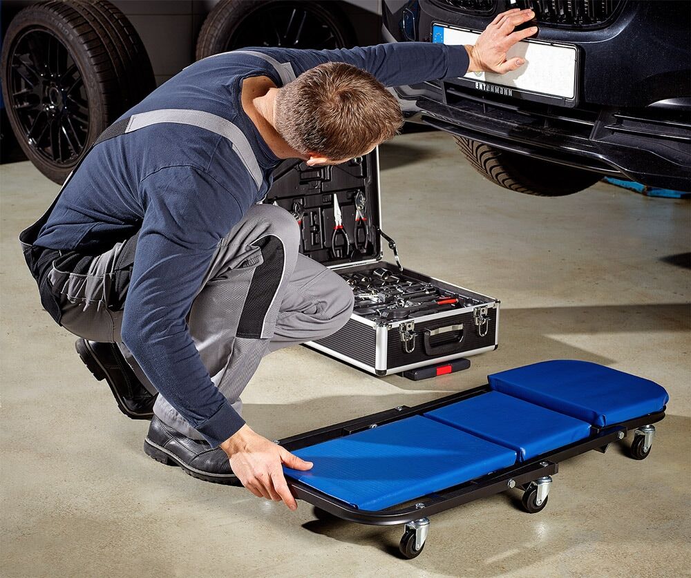 Kfz-Montageliege Rollbrett Blau 92x44x12cm umbaubar