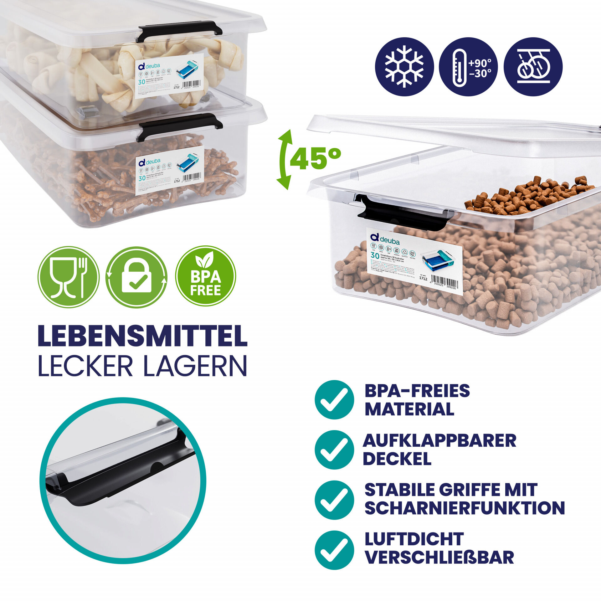 Aufbewahrungsbox Transparent 60x40x17cm 30L stapelbar