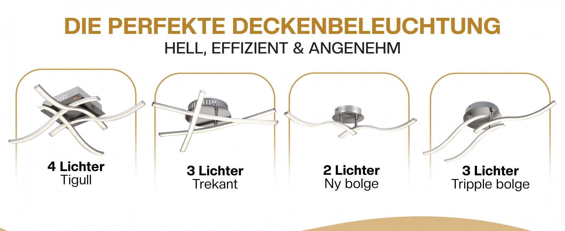 LED Deckenleuchte Tigull 4-flammig