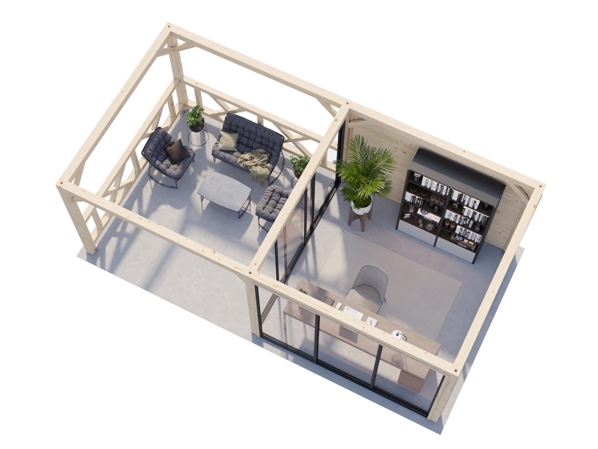 Palmako modernes Gartenhaus Lenna 16,6 m2 Set 404 Slide