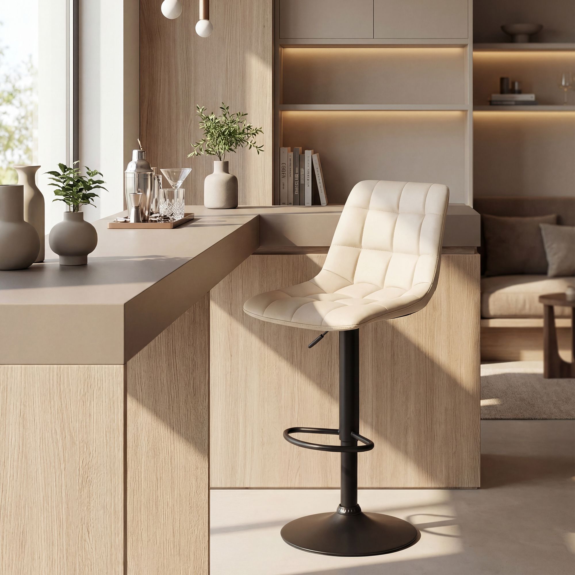 Barhocker Mapun Kunstleder, creme