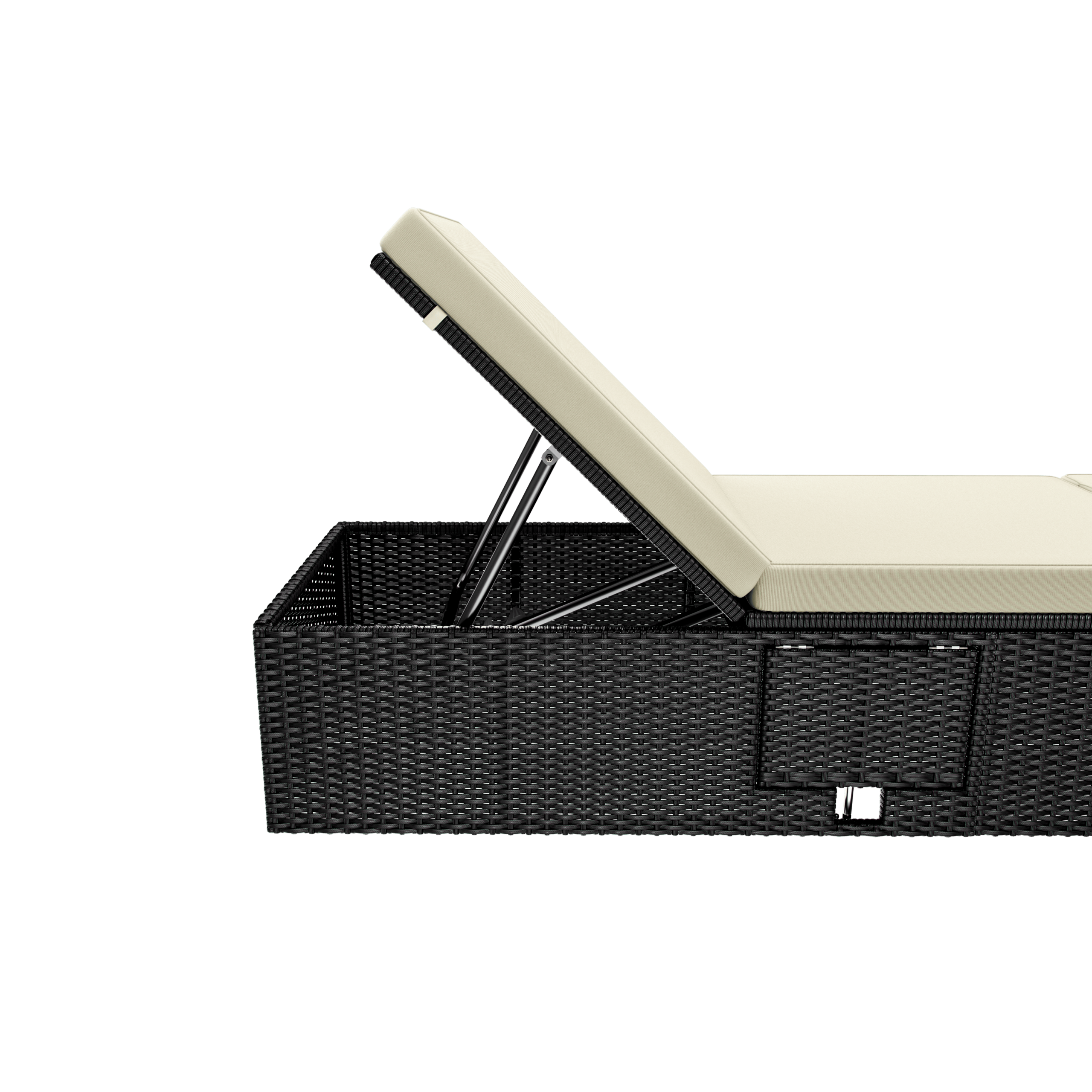 Polyrattan Gartenliege Schwarz/Creme 200x58x33cm