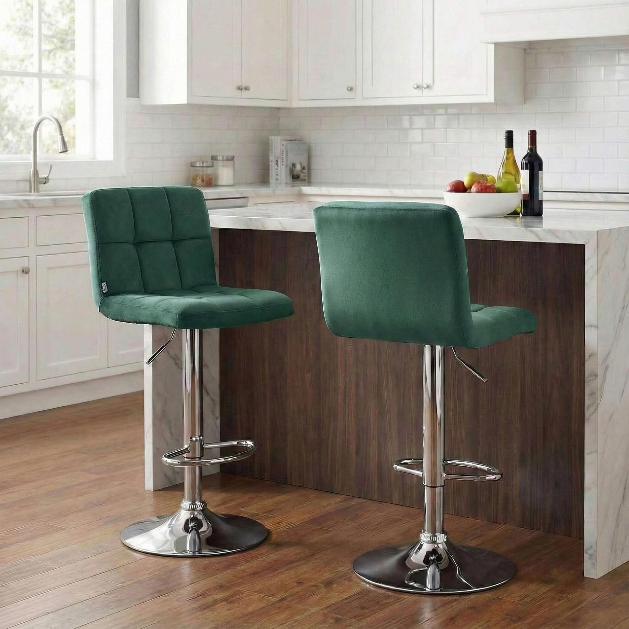 Barhocker Peru Samt chrom, grün
