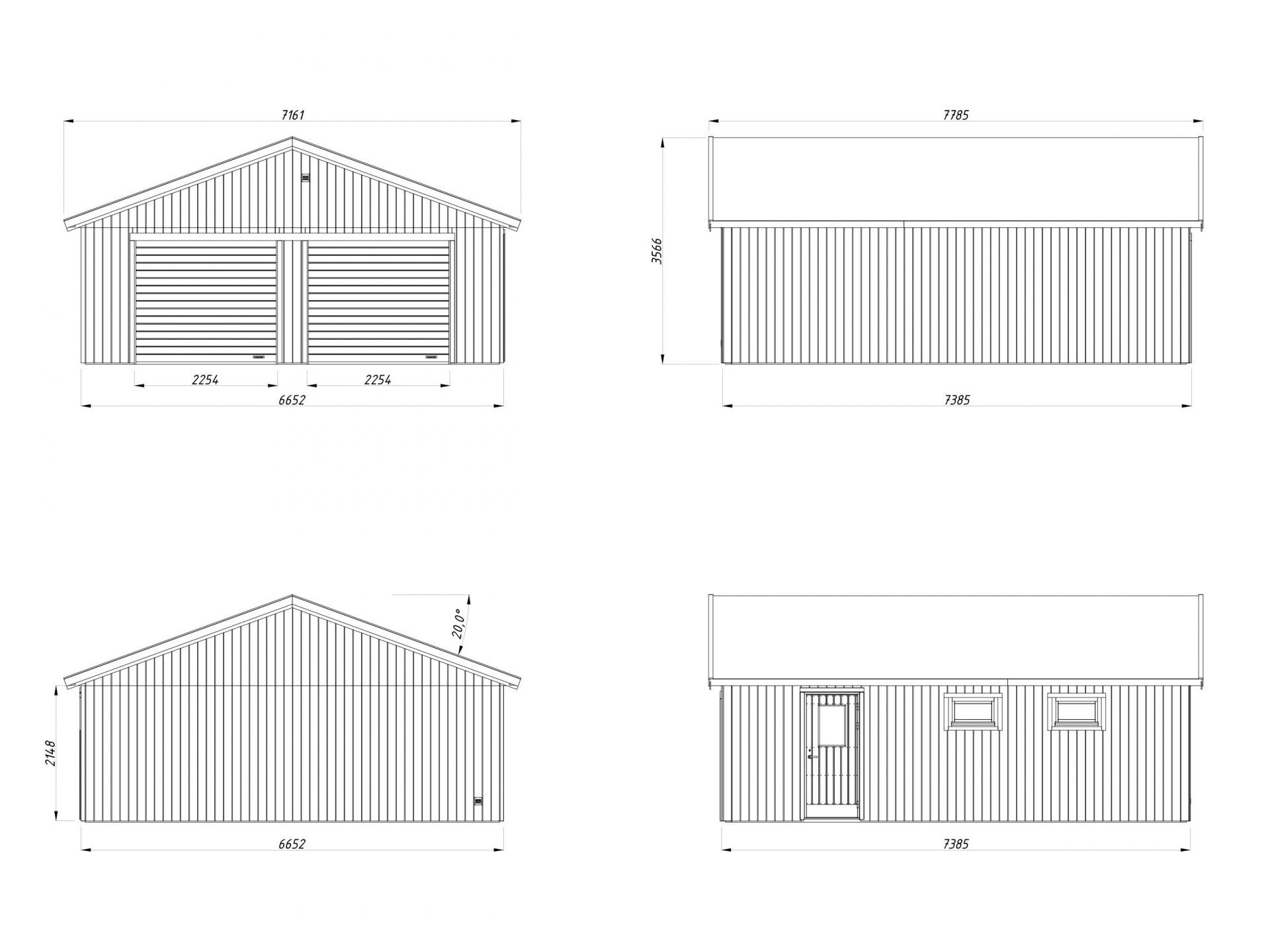 Palmako Holzgarage Andre 44,7 m² mit Sektionaltor