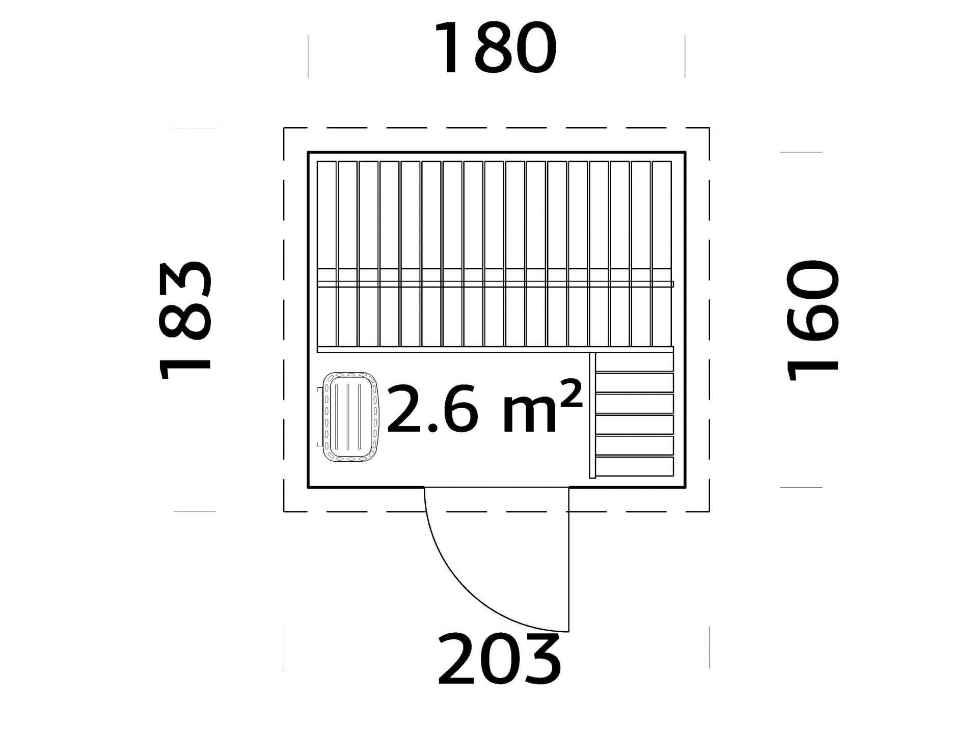 Saunahaus Pultdach Aktion Cubic 2,6 m2