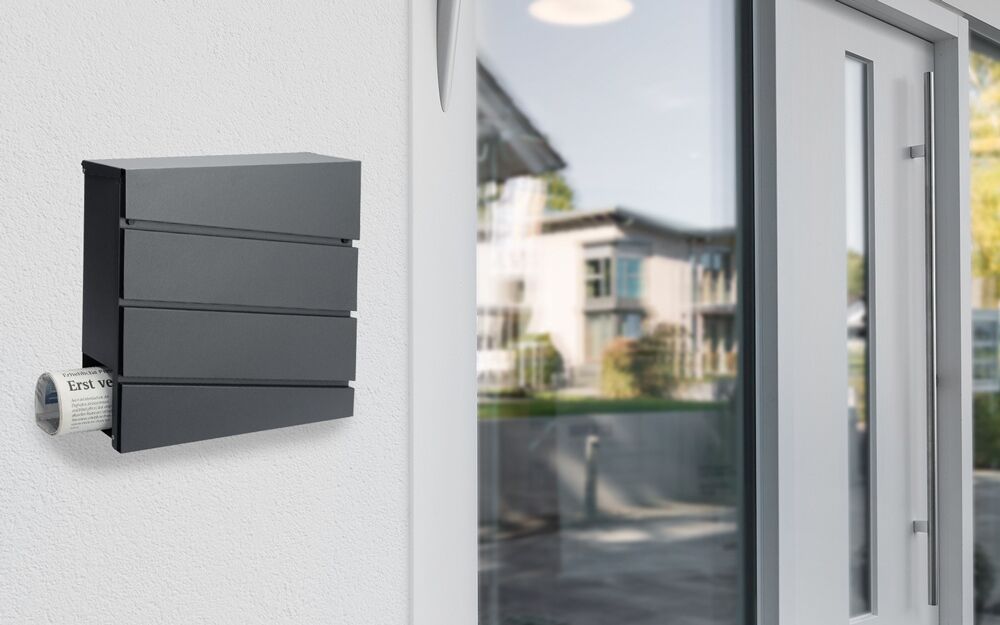 Briefkasten mit Zeitungsrohr Anthrazit Stahl