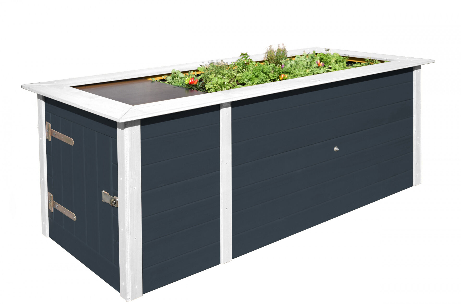 weka Profi-Hochbeet 669, anthrazit/weiss, 21 mm, mit Ablagefläche und Abstellraum