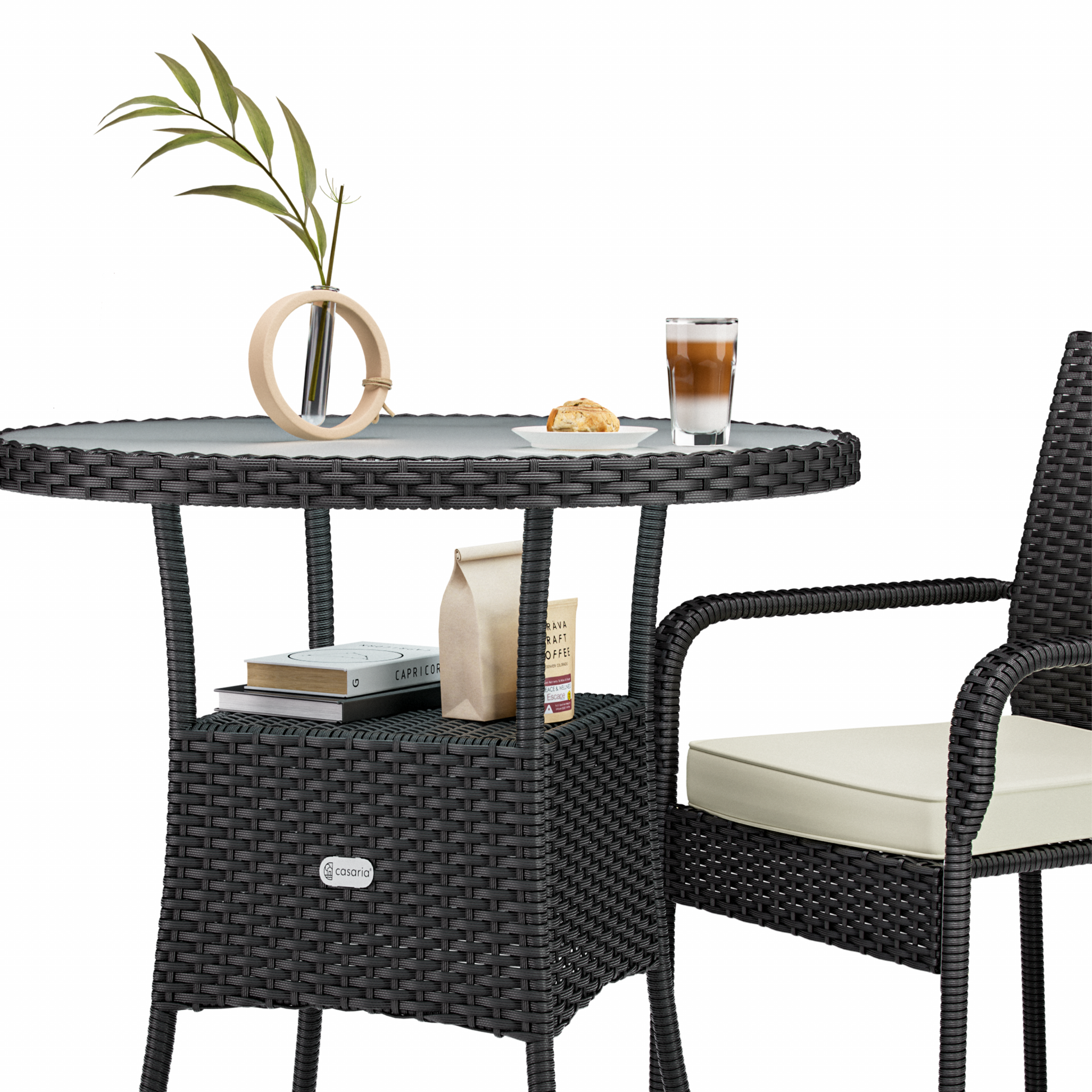 Polyrattan-Tisch Schwarz rund Ø60cm