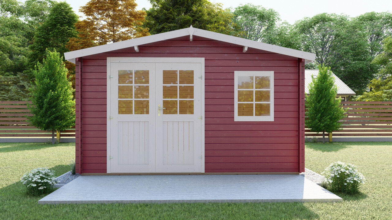 Gartenhaus Schweden 19 – 28 mm Blockbohlen mit Doppeltür