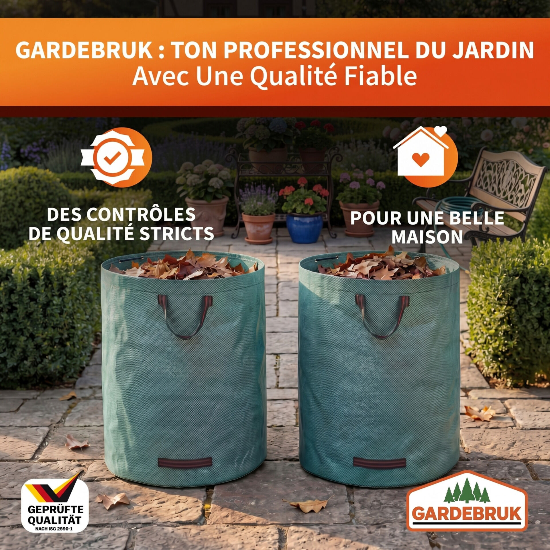 Gartentasche 2er-Set 280L max 50kg