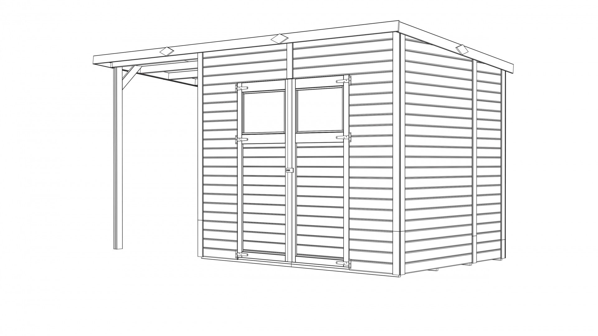 Gartenhaus Amrum 3 Plus naturbelassen 386 x 180 cm