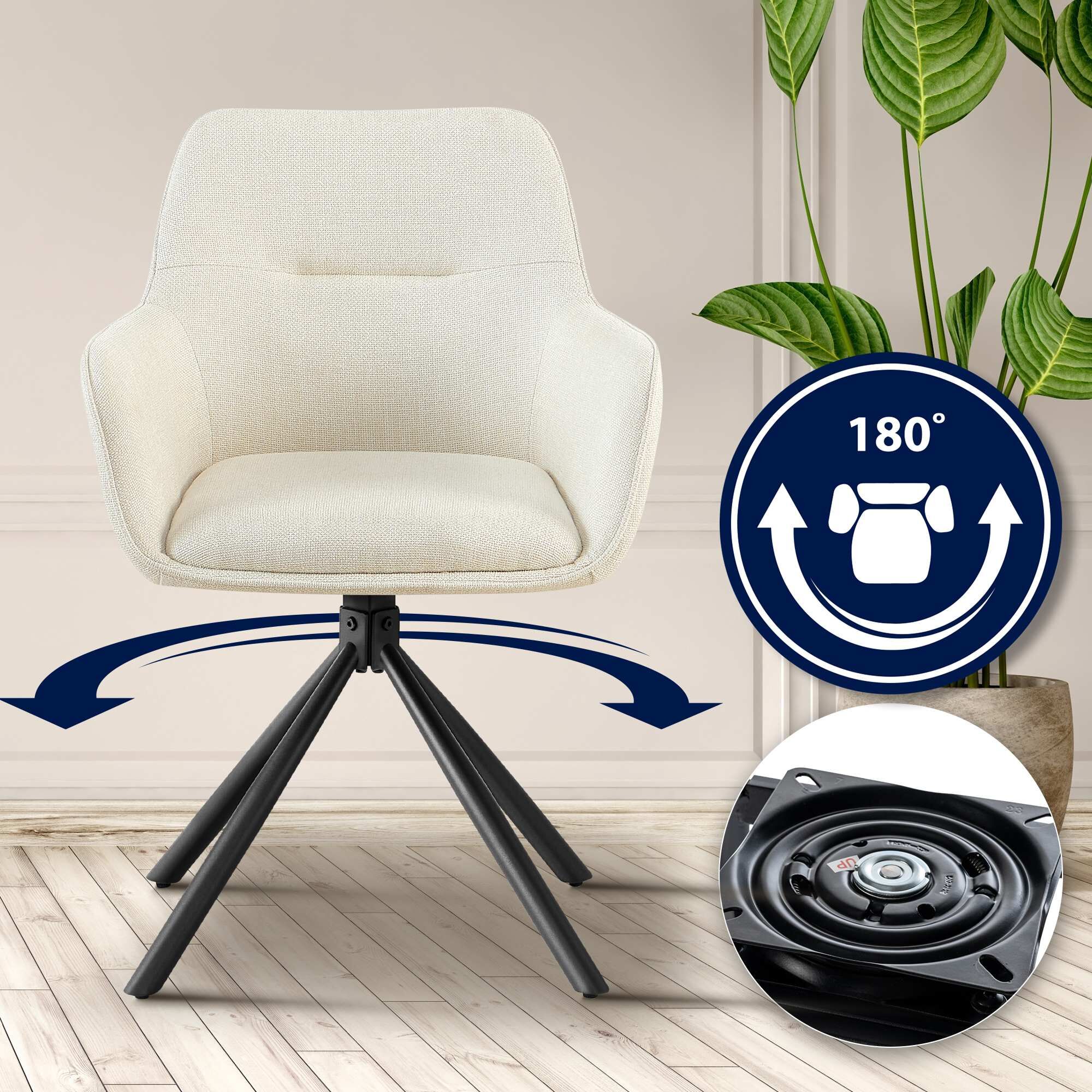 2er Set Stuhl Tipton Stoff, creme