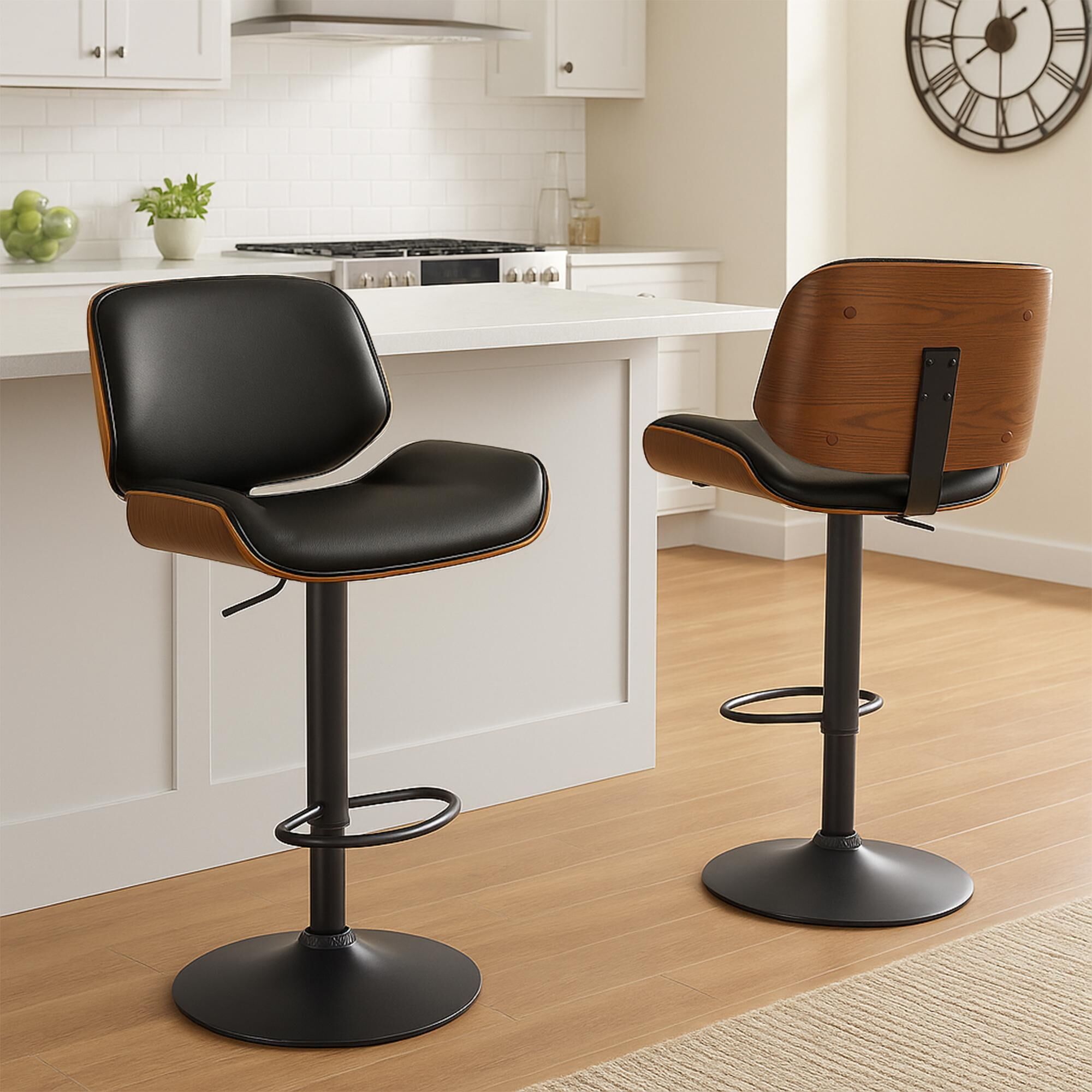 Barhocker Beverley B Kunstleder, walnuss/schwarz