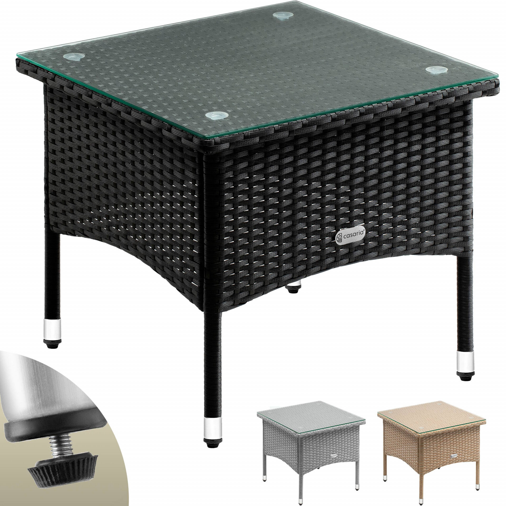 Polyrattan Beistelltisch Schwarz 50x50x45cm