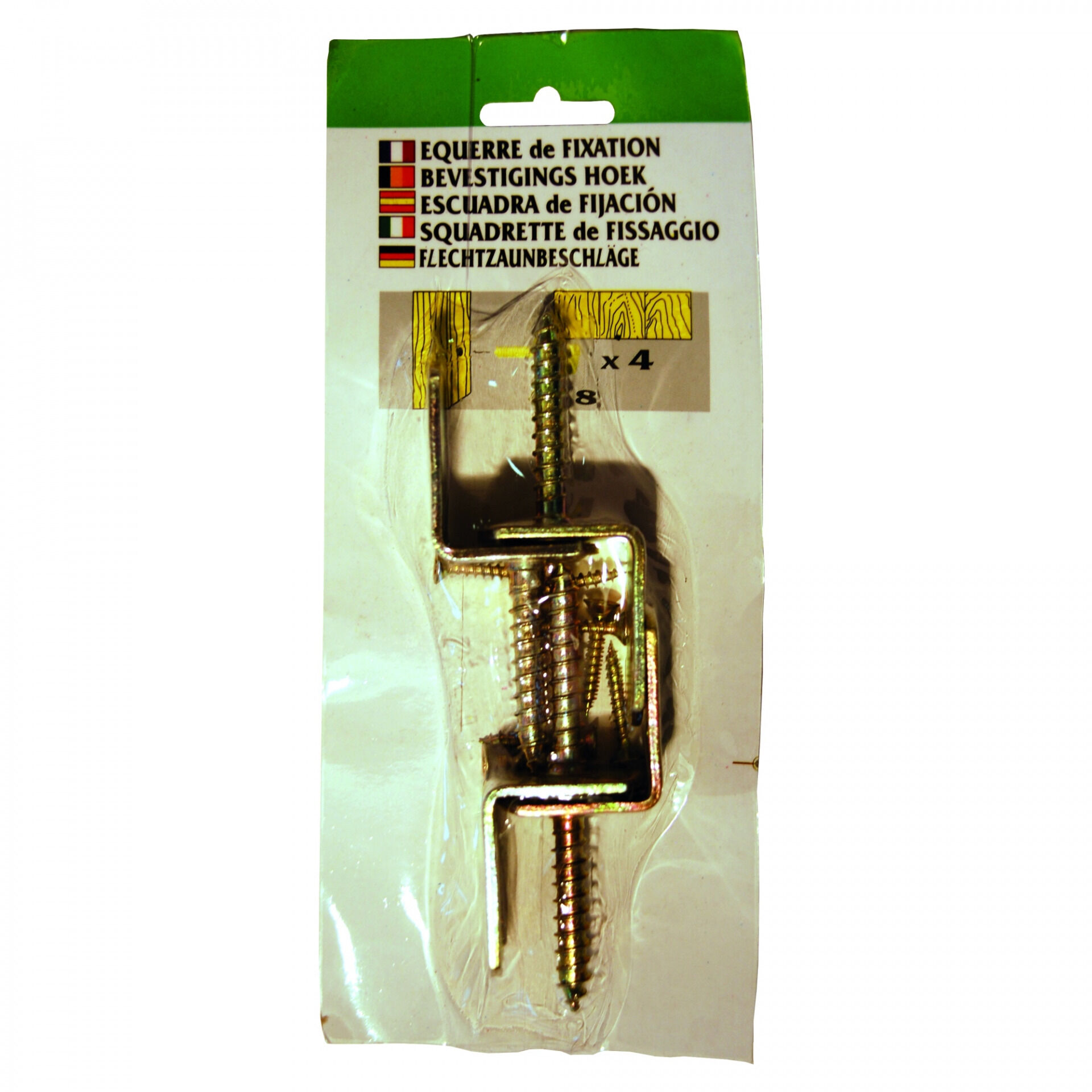 Winkelbeschlag 4er-Karte, gelb verzinkt, geblistert, mit Schrauben