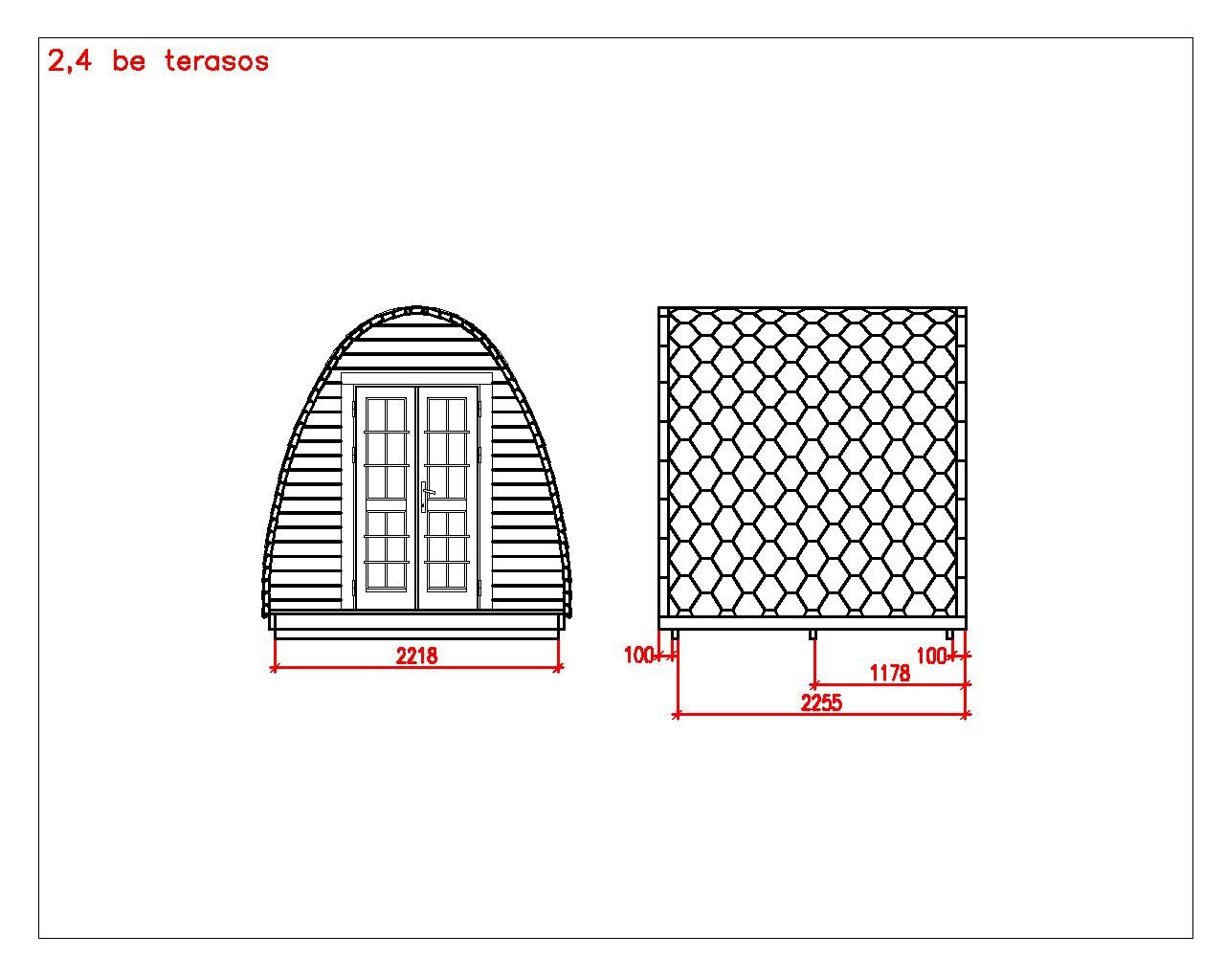 Camping Pod Helsinki 240x240, montiert