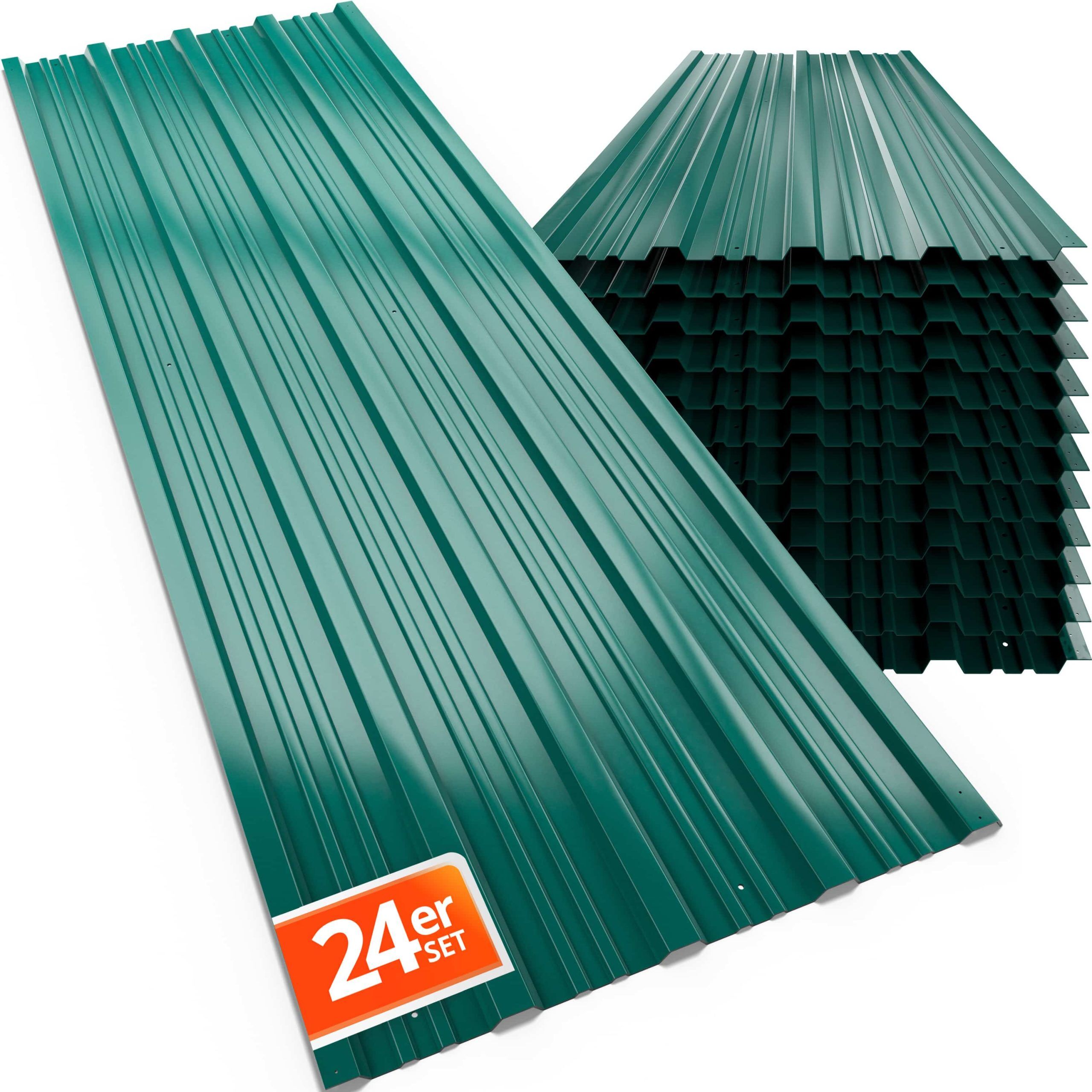 Trapezblech 24er-Set Grün 129x46cm vorgebohrt