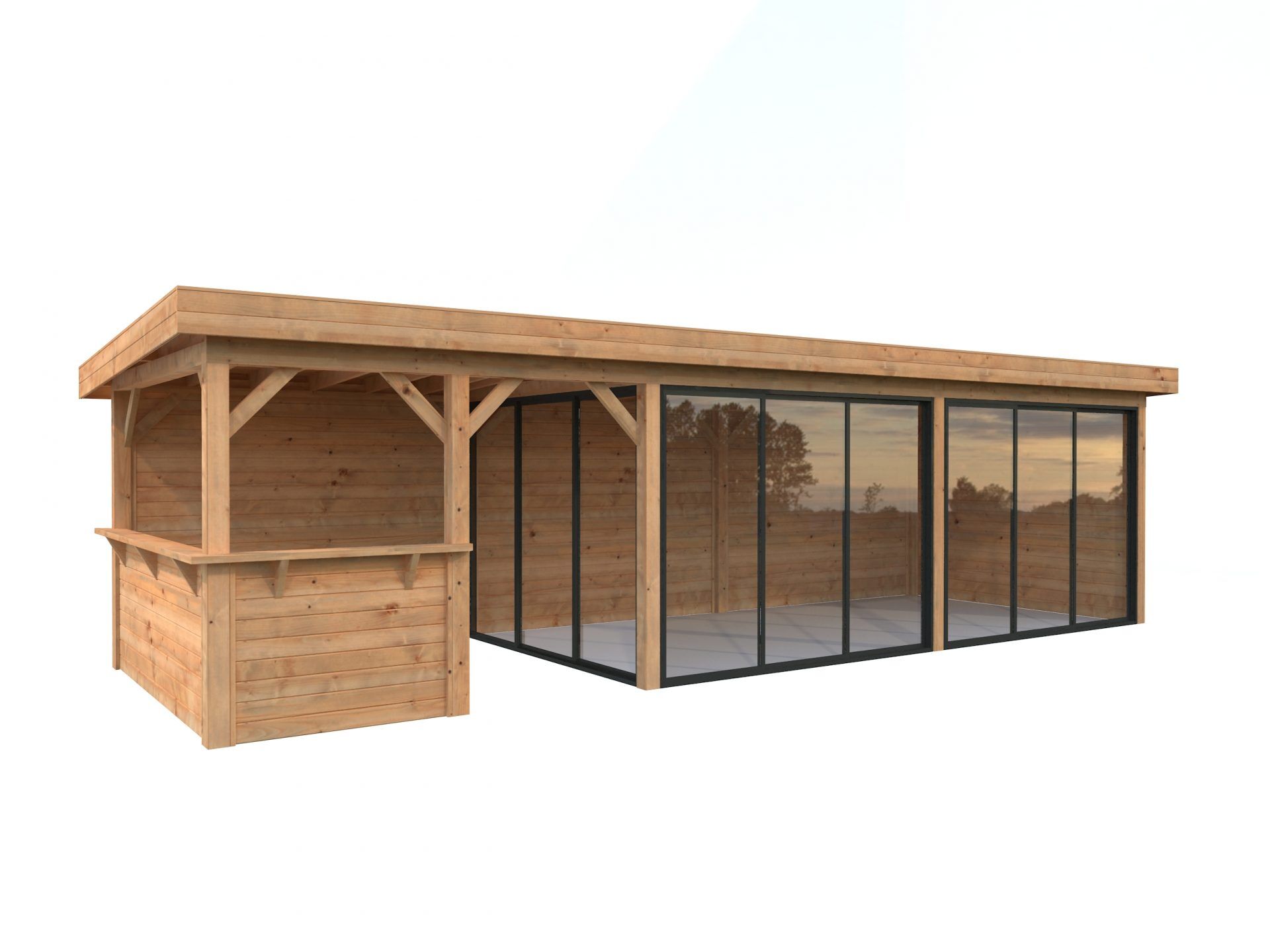 Palmako modernes Gartenhaus Lenna 24,9 m² Set 719 Slide Plus