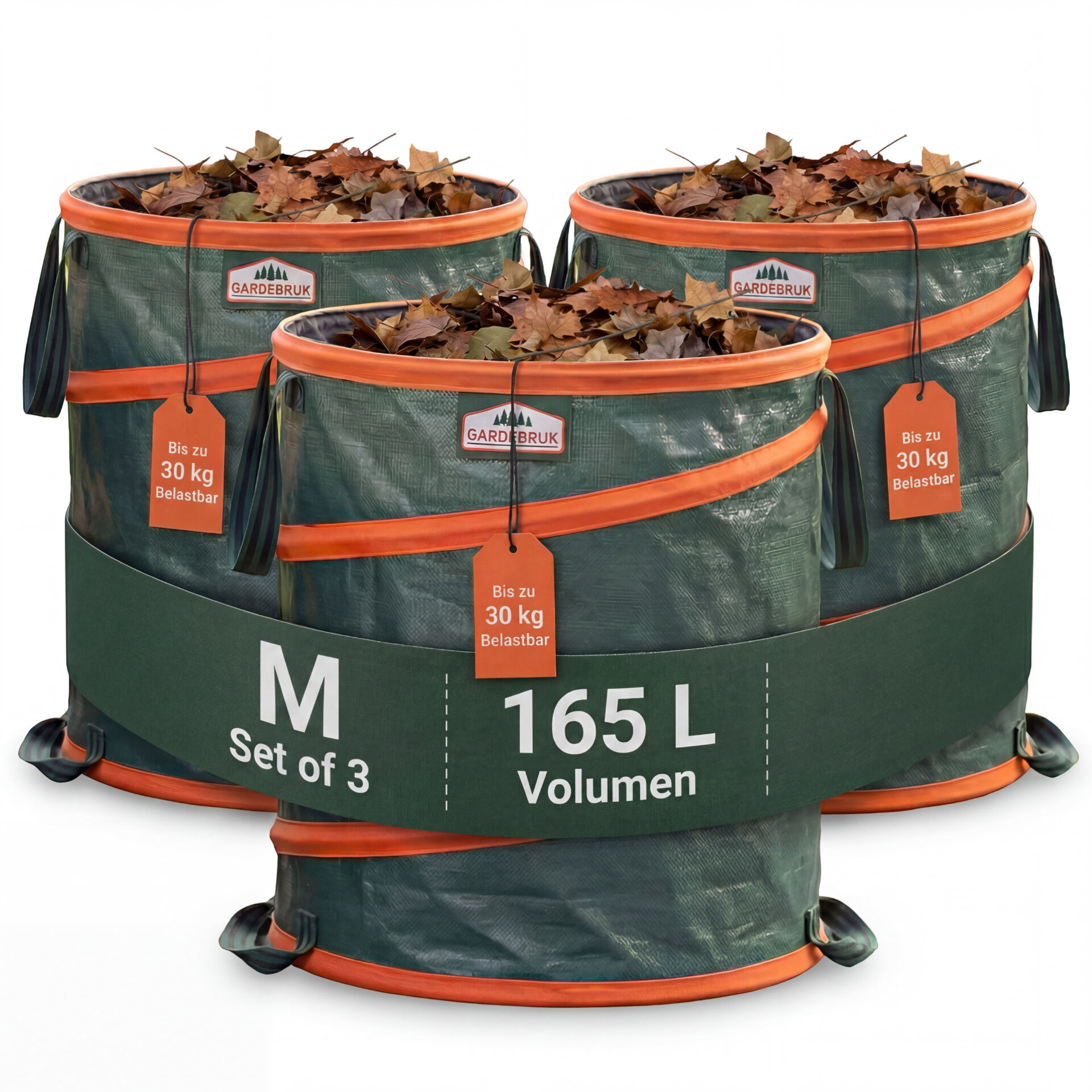 Popup Gartenabfallsack 3er-Set Grün je 165 Liter