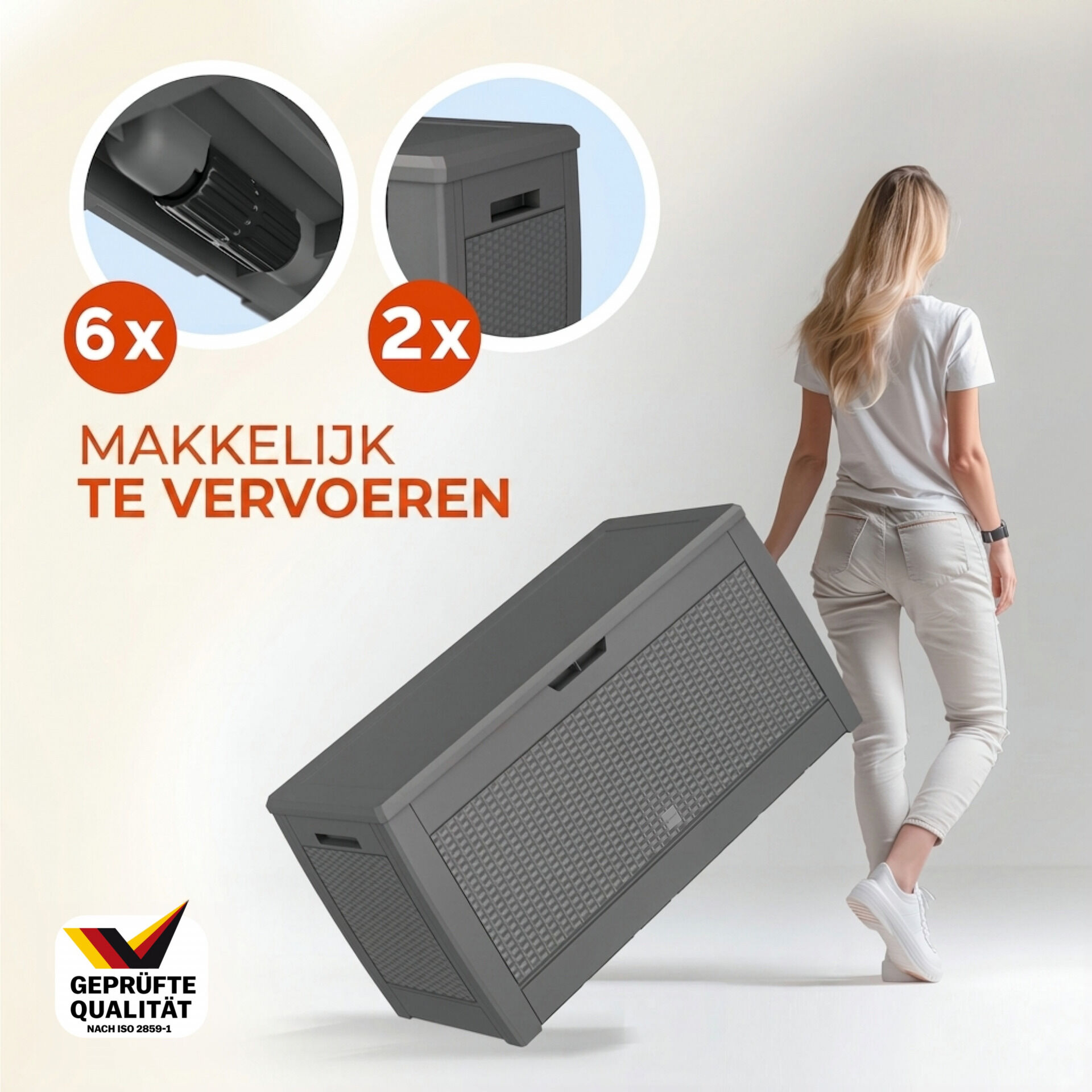 Gartenbox Rato 310L Grau Rattan Optik wasserdicht