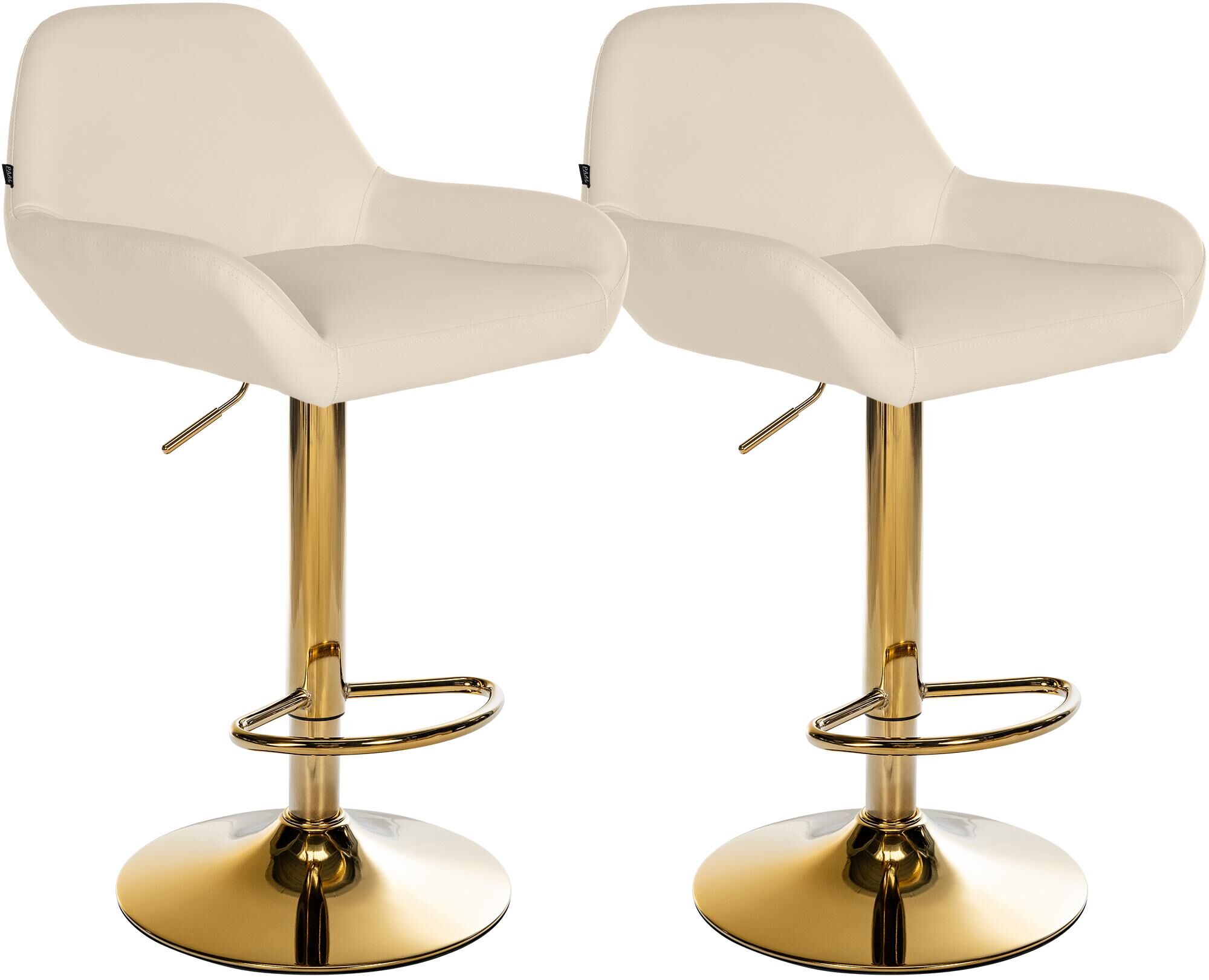 2er Set Barhocker Braga Gold Kunstleder, creme