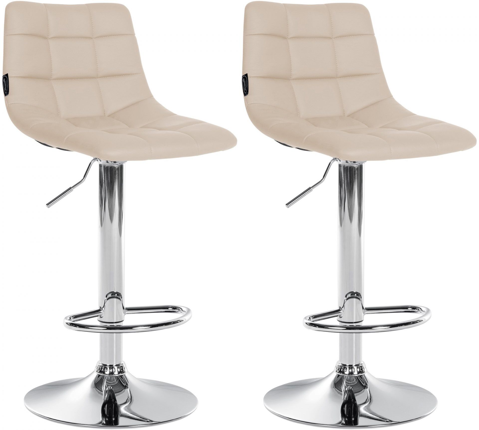 2er Set Barhocker Jerry Kunstleder chrom, creme