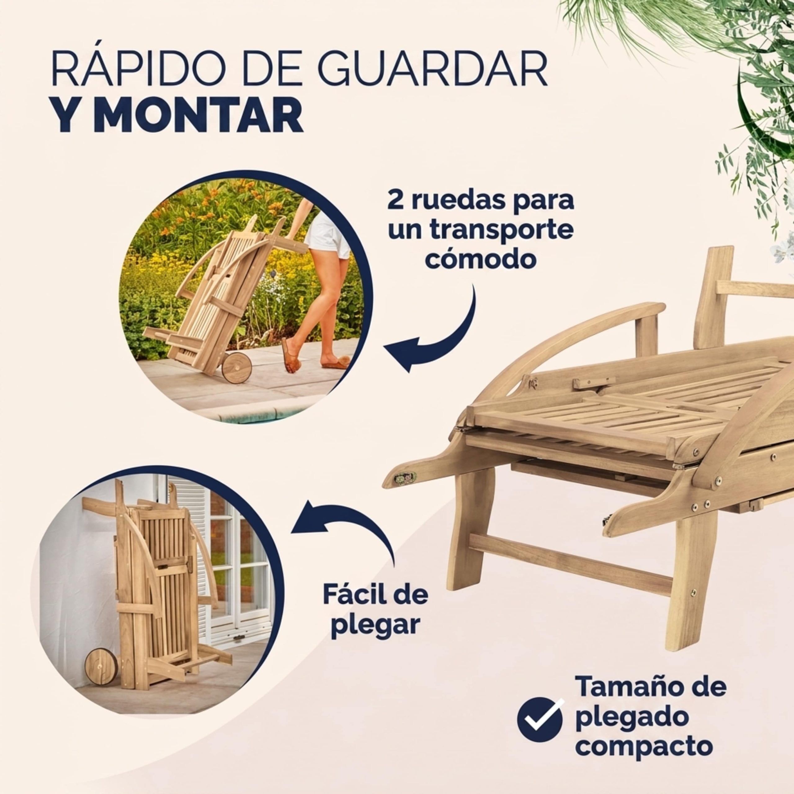 Gartenliege klappbar verstellbar Akazienholz Teak Optik Ausziehtisch Rollen