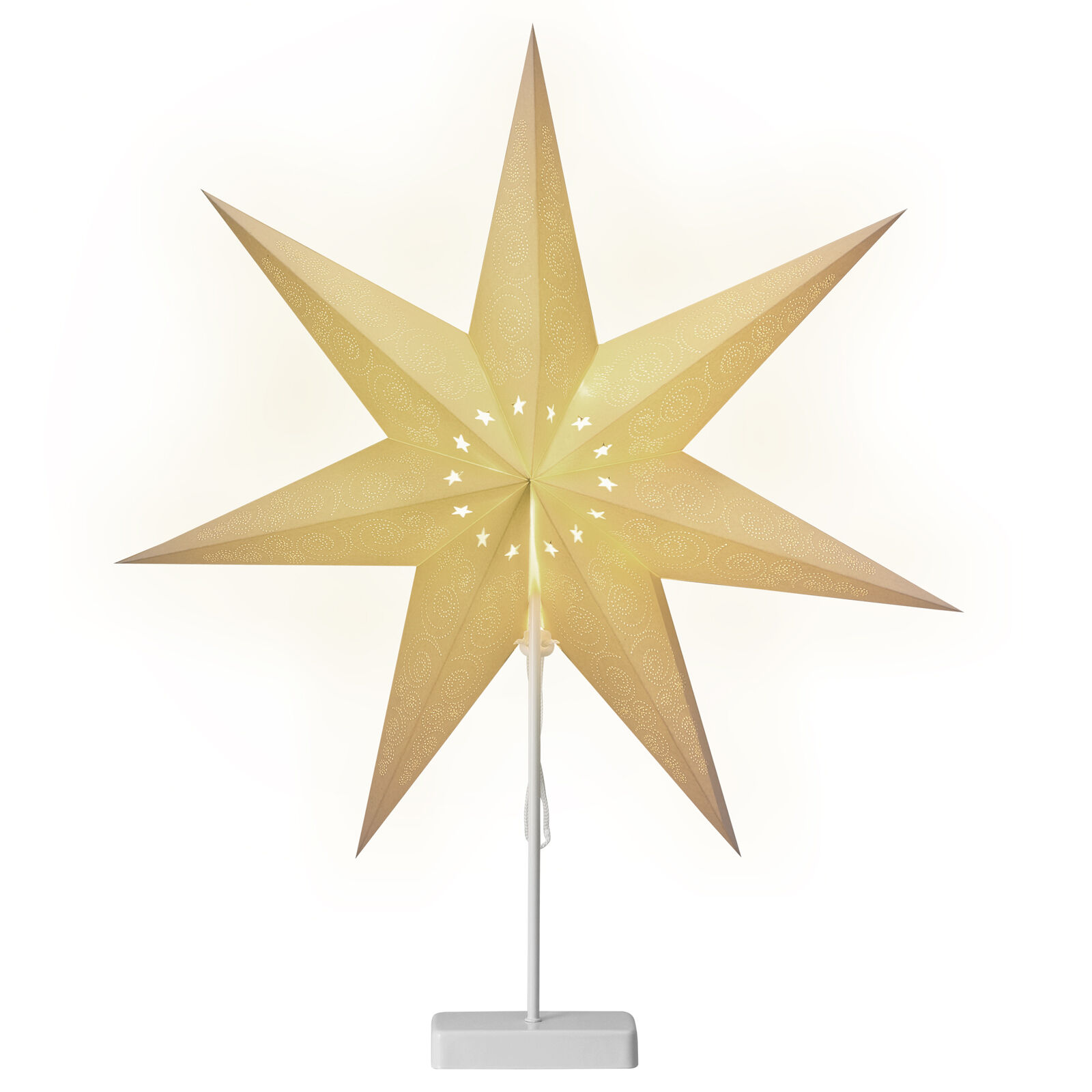 Papierstern LED Weiß Ornament inkl Ständer