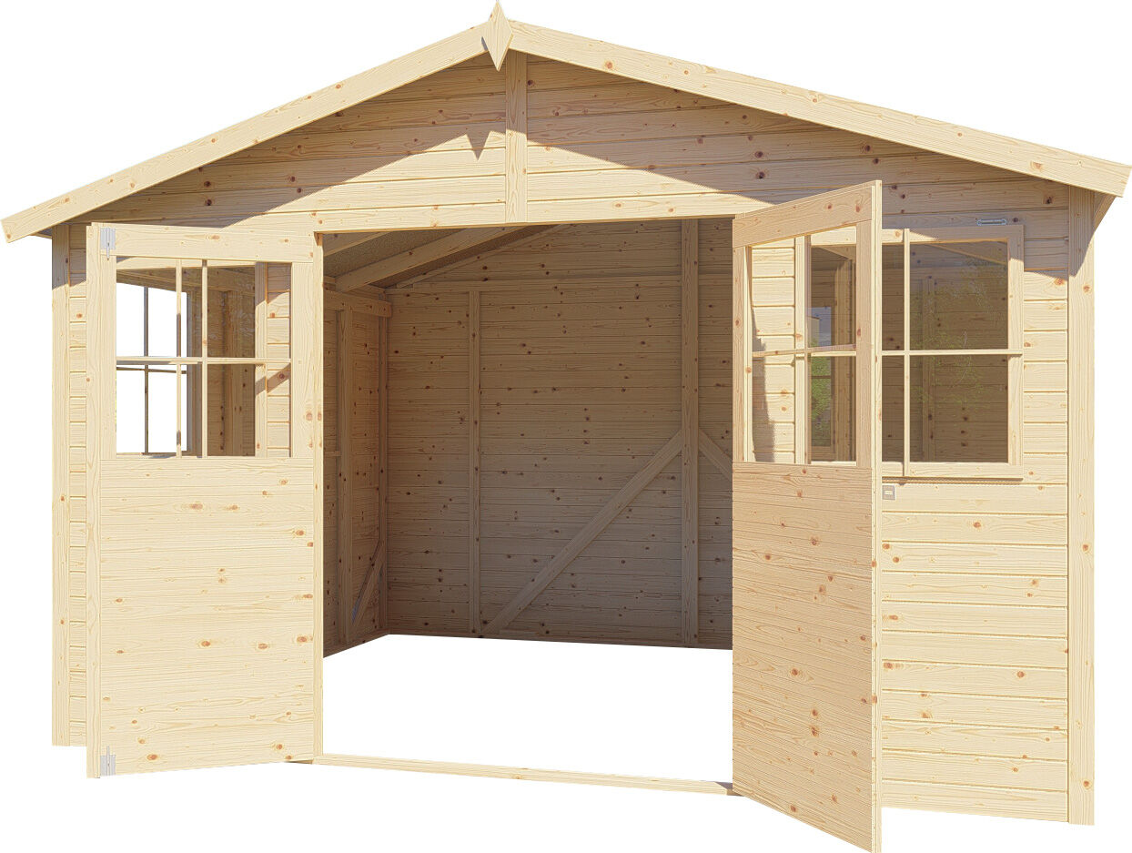 Gartenhaus Holz Workshop 1 naturbelassen 346 x 297 cm