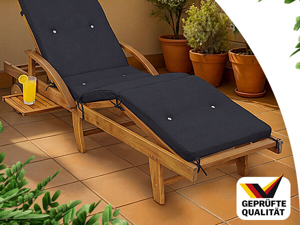 Gartenliege Tami Sun® Akazie inkl Auflage Anthrazit