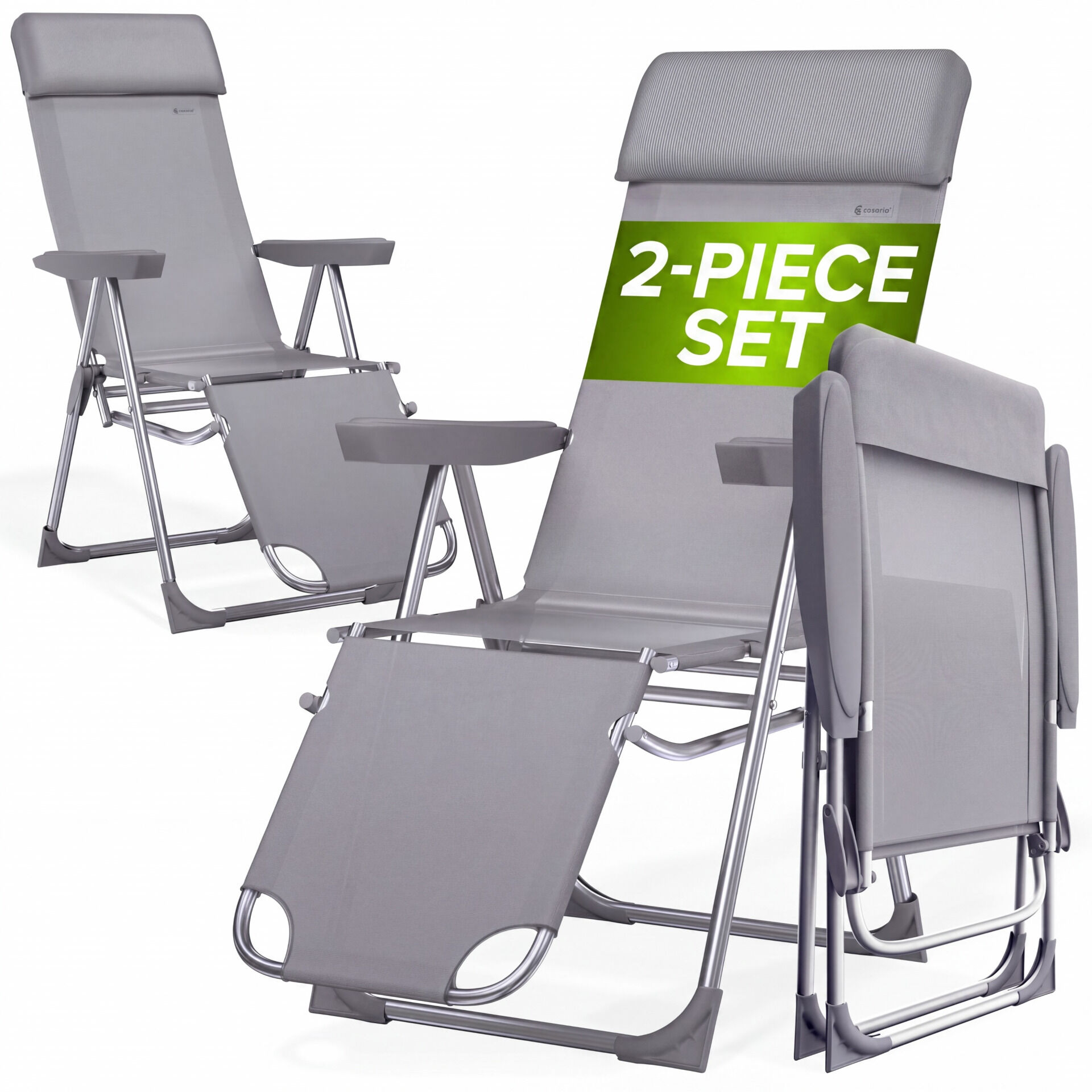 Gartenstuhl Hochlehner 2er-Set Anthrazit Alu