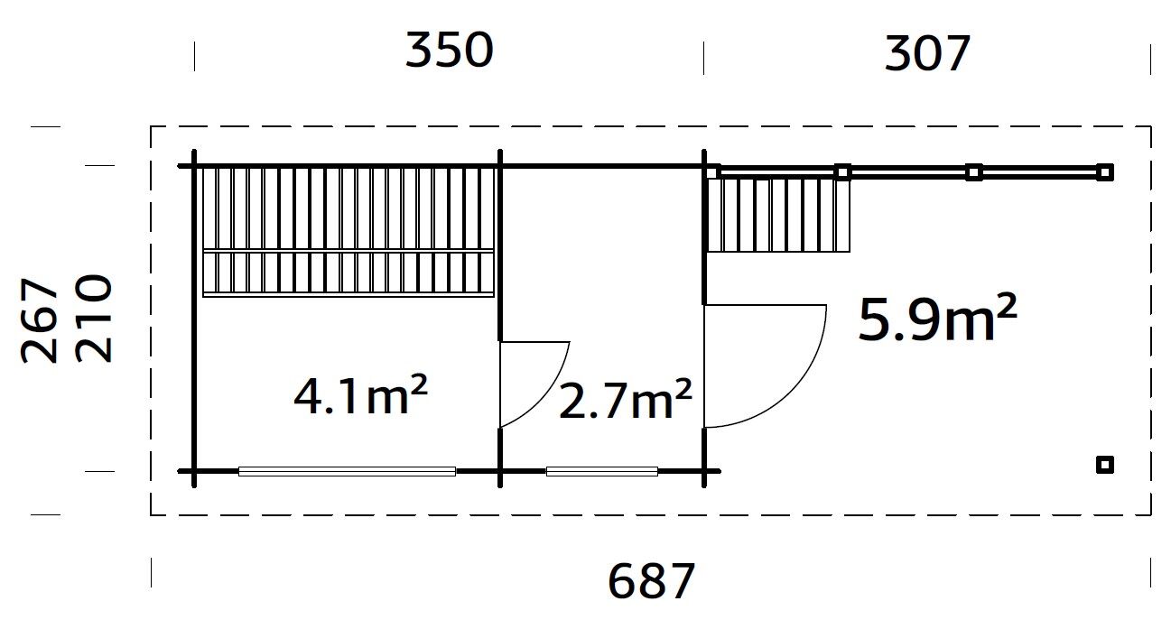 Palmako Pultdach Saunahaus Sanna 6,8+5,9 m2