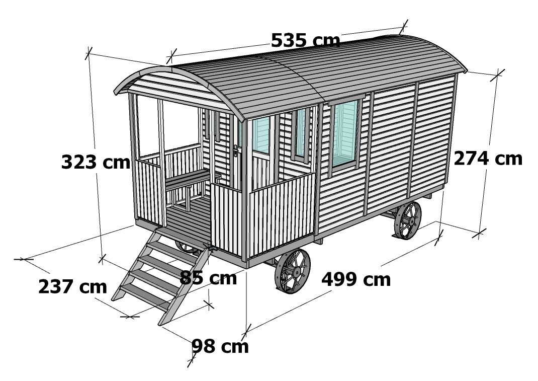 Pipowagen Tinyhaus 5m mit Veranda