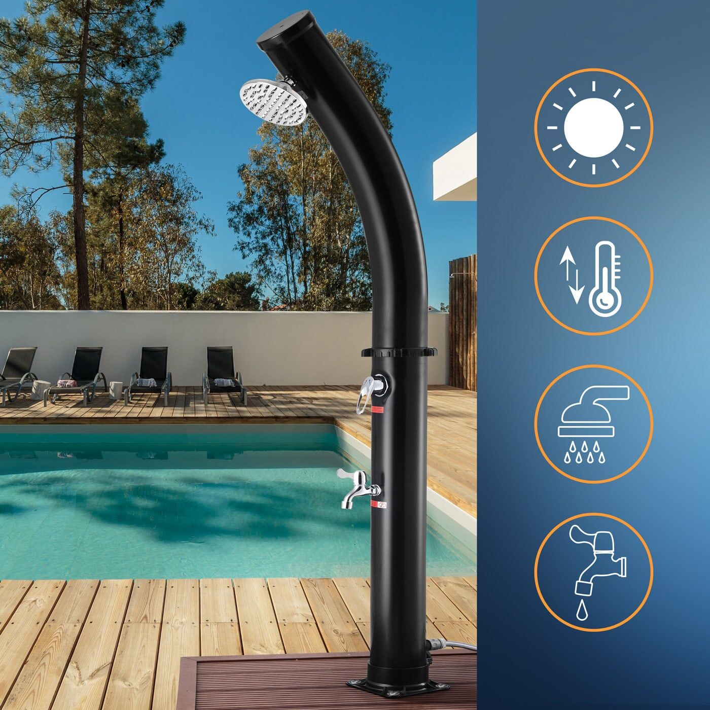 Solardusche Bow Schwarz 20L