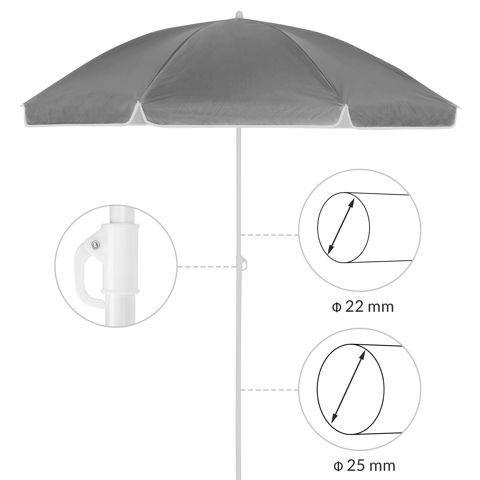 Sonnenschirm Crete Anthrazit 200cm UV-Schutz 50+ Neigefunktion