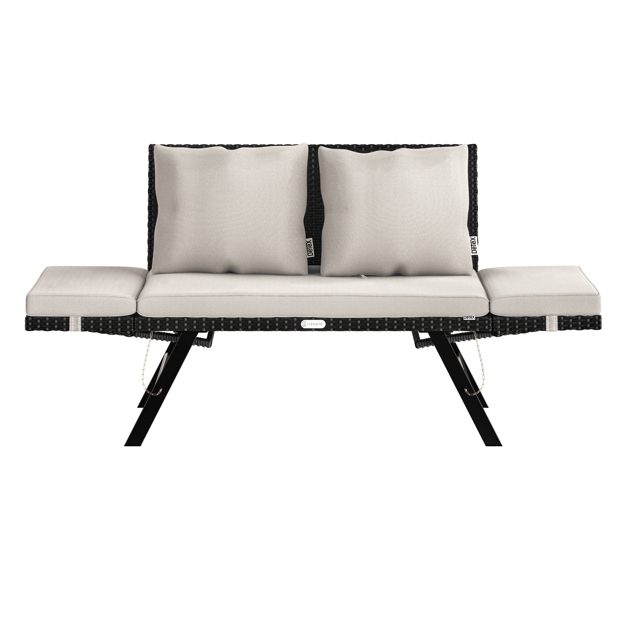 Polyrattan Gartenbank Schwarz/Creme 176x56x81cm