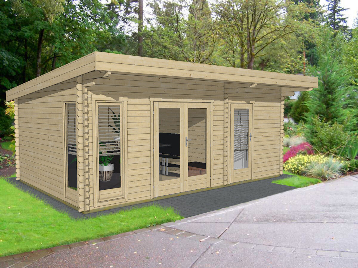 Pultdach Gartenhaus York 26, Dachrinne Zink