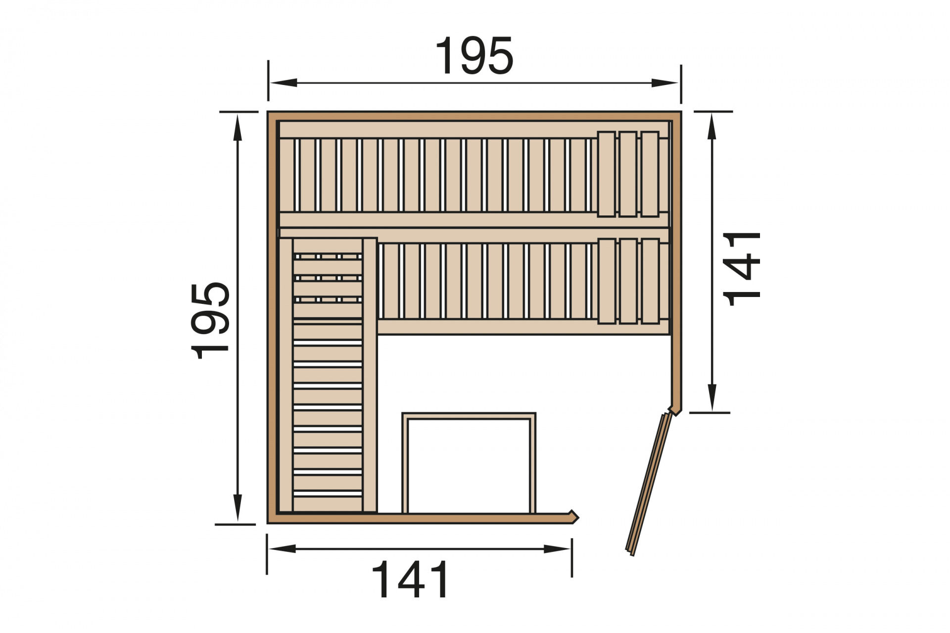 weka Premium-Massivholzsauna 45 mm TURKU 2, ohne Ofen, ohne Beleuchtung