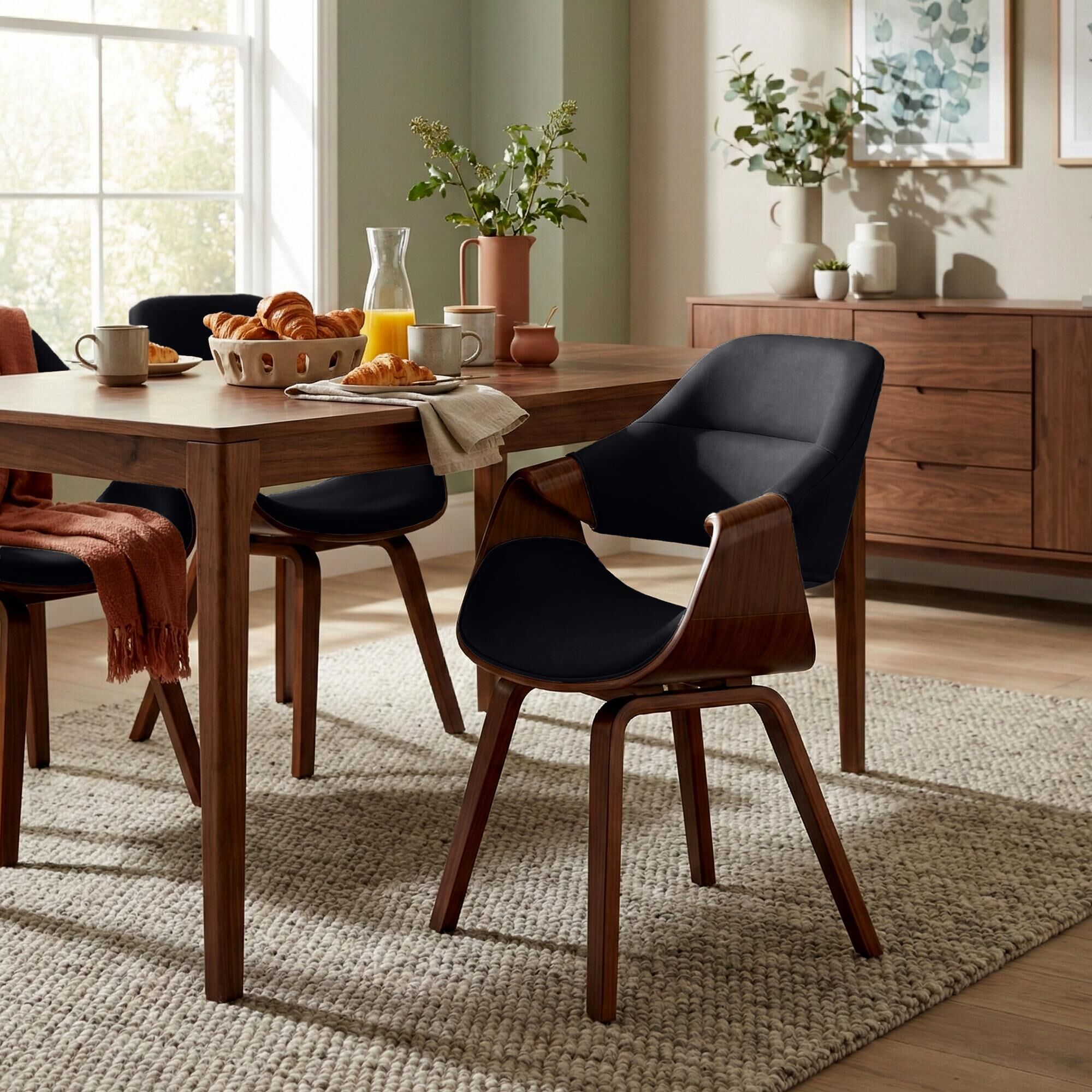 Esszimmerstuhl Maira Kunstleder, walnuss/schwarz