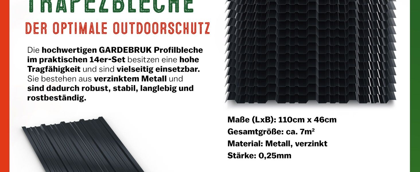 Trapezblech 14er-Set Anthrazit 110x46cm